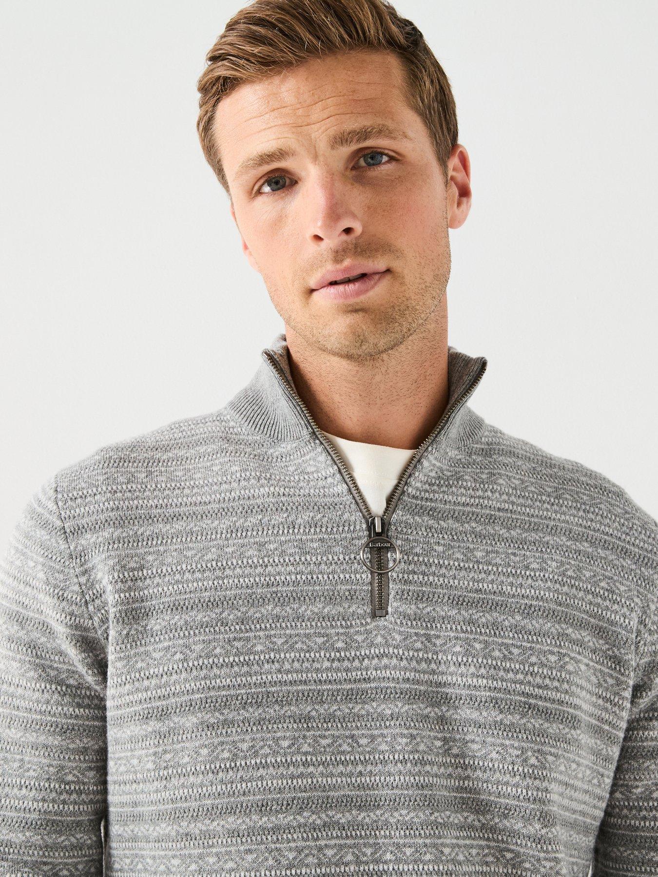  image of barbour-dartfield-half-zip-knitted-jumper--grey