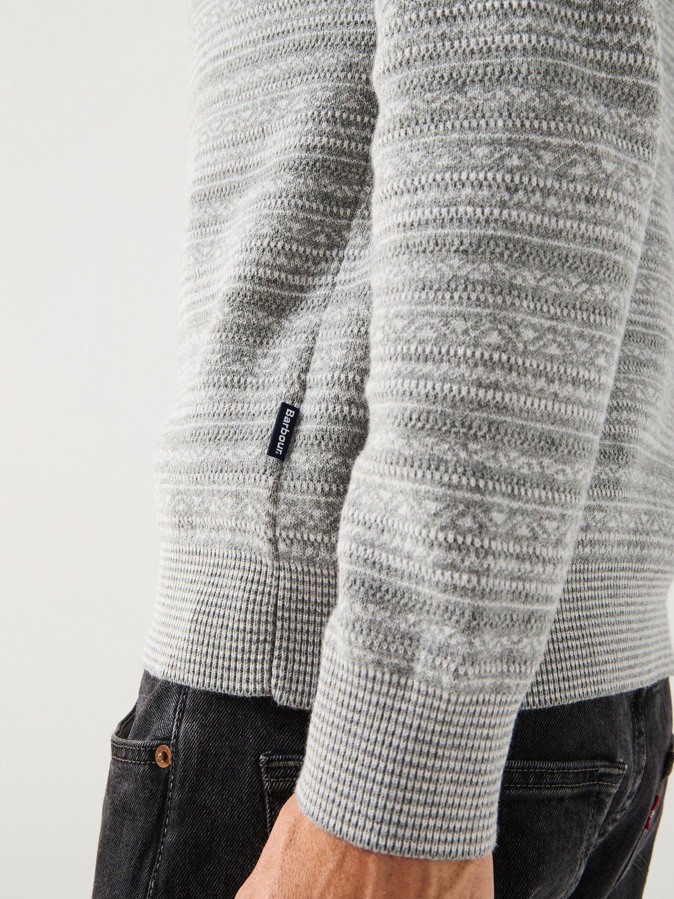  image of barbour-dartfield-half-zip-knitted-jumper--grey