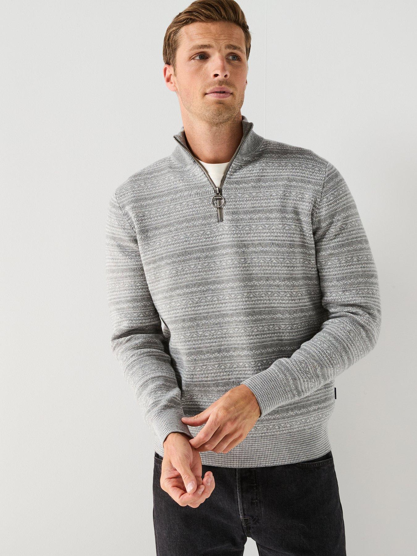  image of barbour-dartfield-half-zip-knitted-jumper--grey