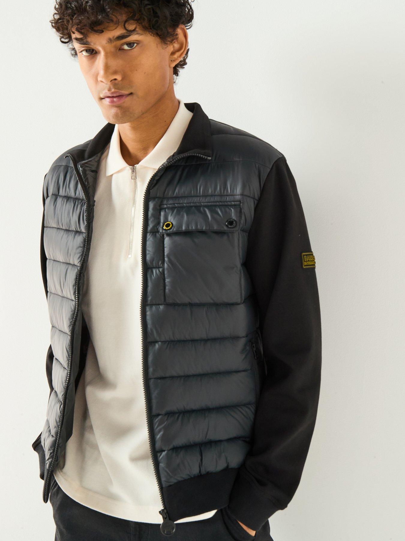 Image 1 of 6 of Barbour International Heysham Hybrid Sweat Jacket- Black