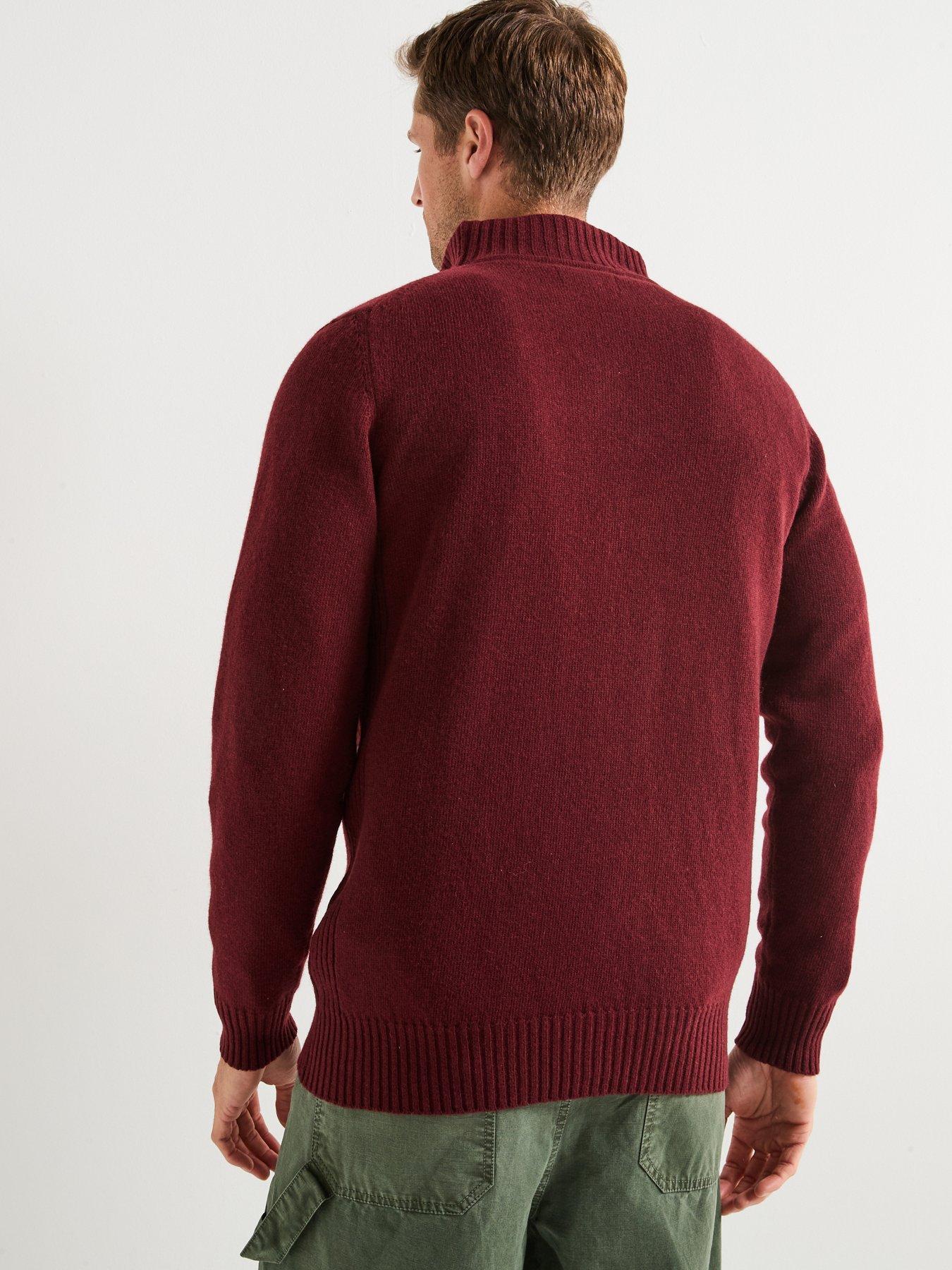 Image 2 of 6 of Barbour Essential Lambswool 1/4 Zip Knitted Jumper - Dark Red