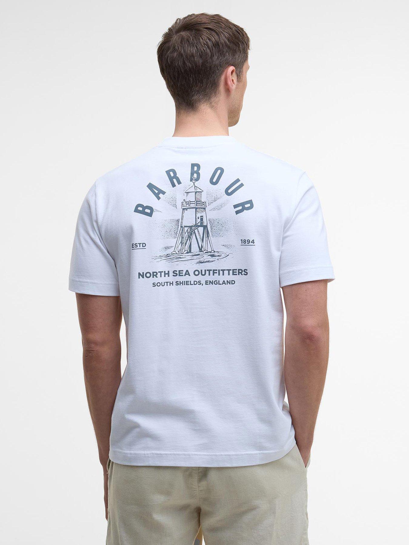 Image 2 of 6 of Barbour Relaxed Fit Souter Back Hit T-Shirt- White