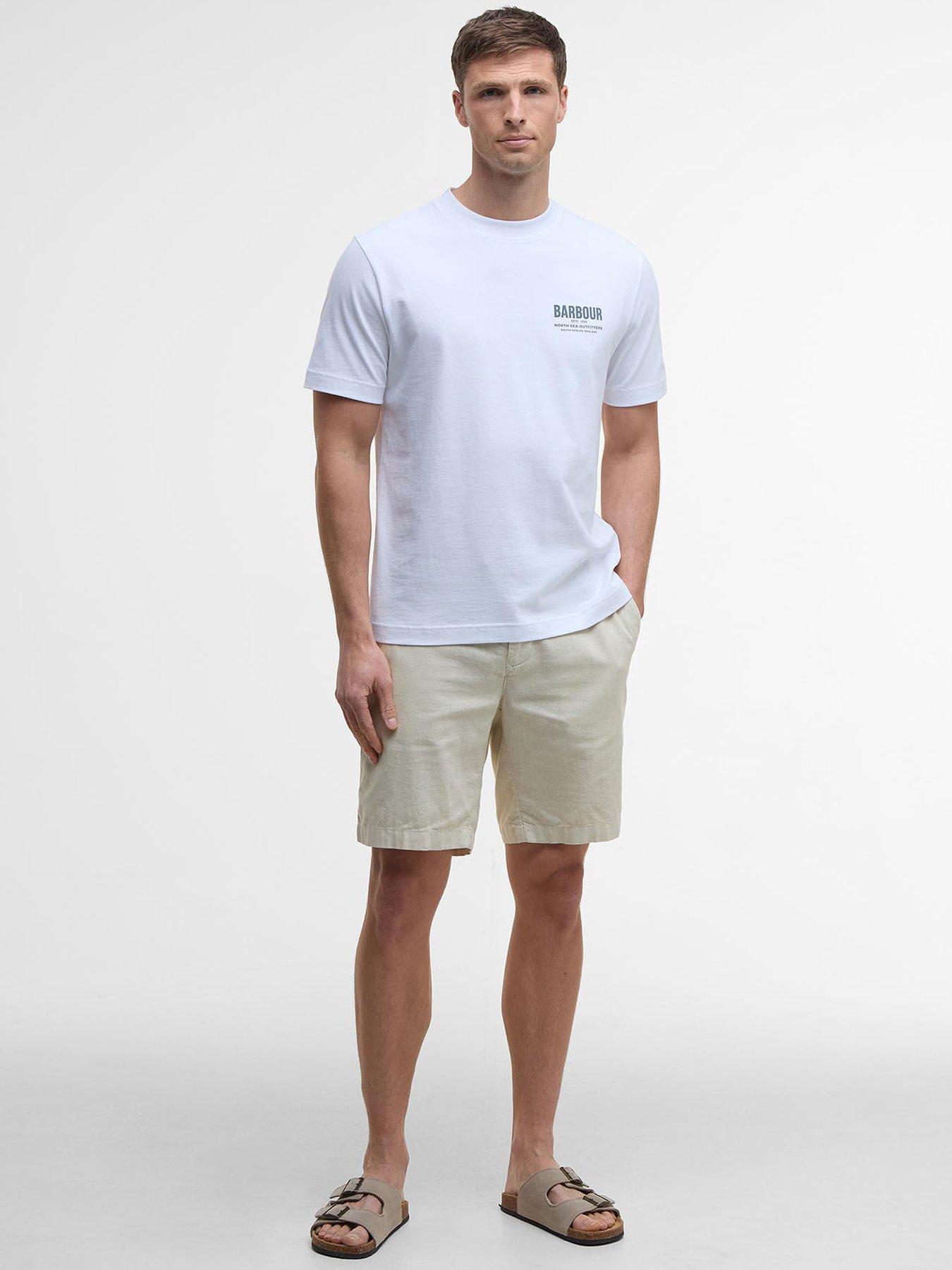 Image 3 of 6 of Barbour Relaxed Fit Souter Back Hit T-Shirt- White