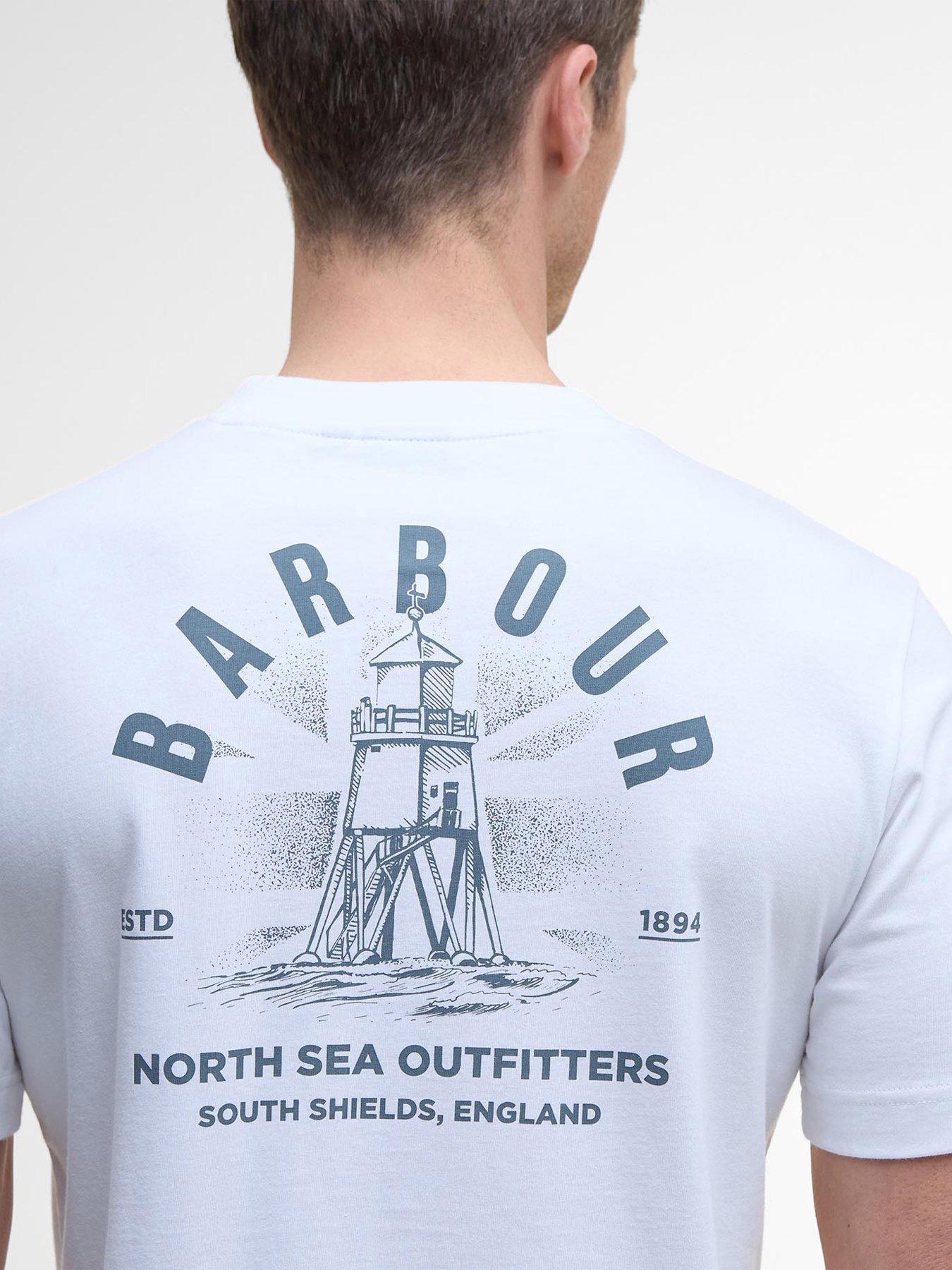 Image 5 of 6 of Barbour Relaxed Fit Souter Back Hit T-Shirt- White