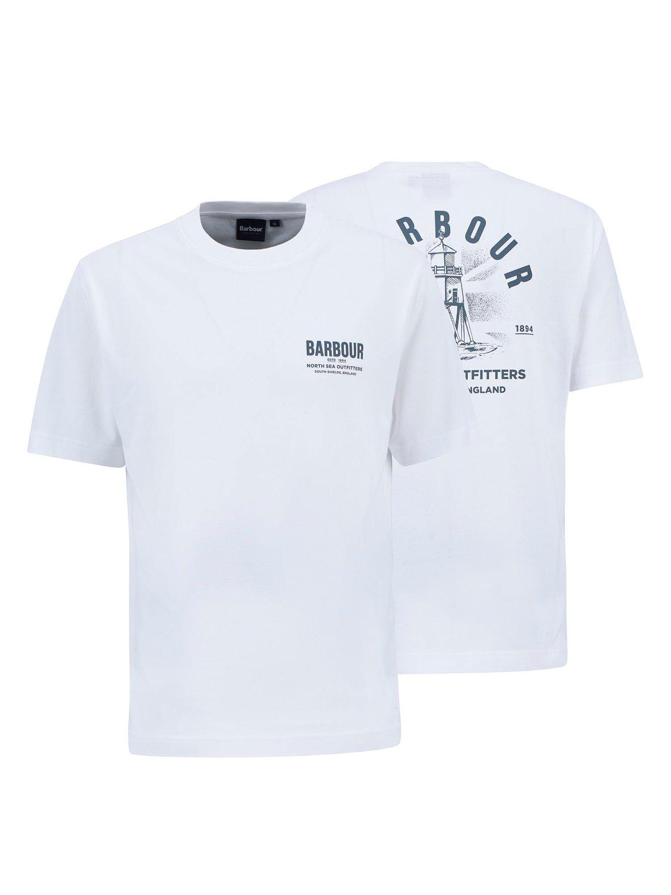 Image 6 of 6 of Barbour Relaxed Fit Souter Back Hit T-Shirt- White
