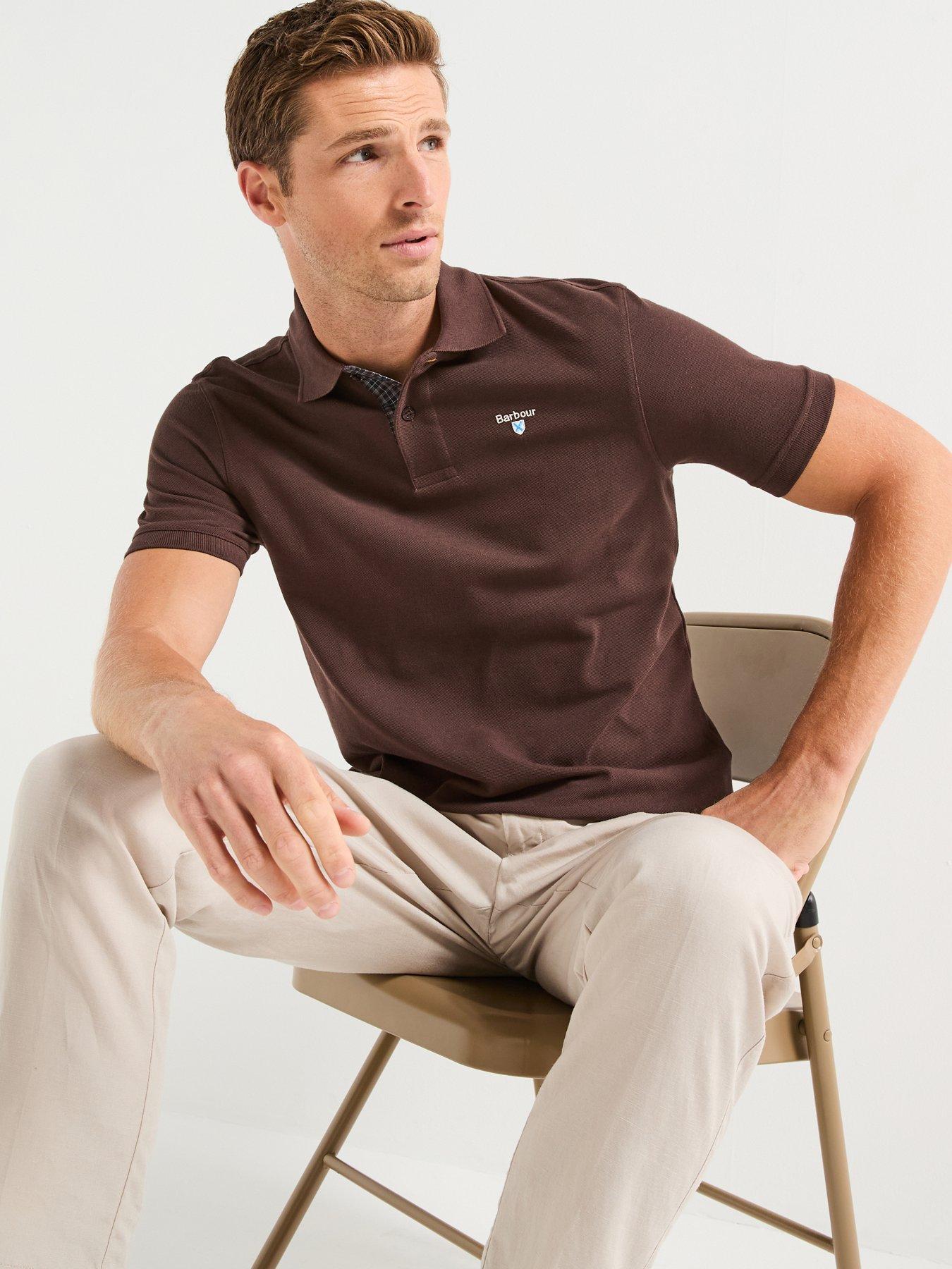 undefined Tartan Pique Short Sleeve Polo Shirt - Brown