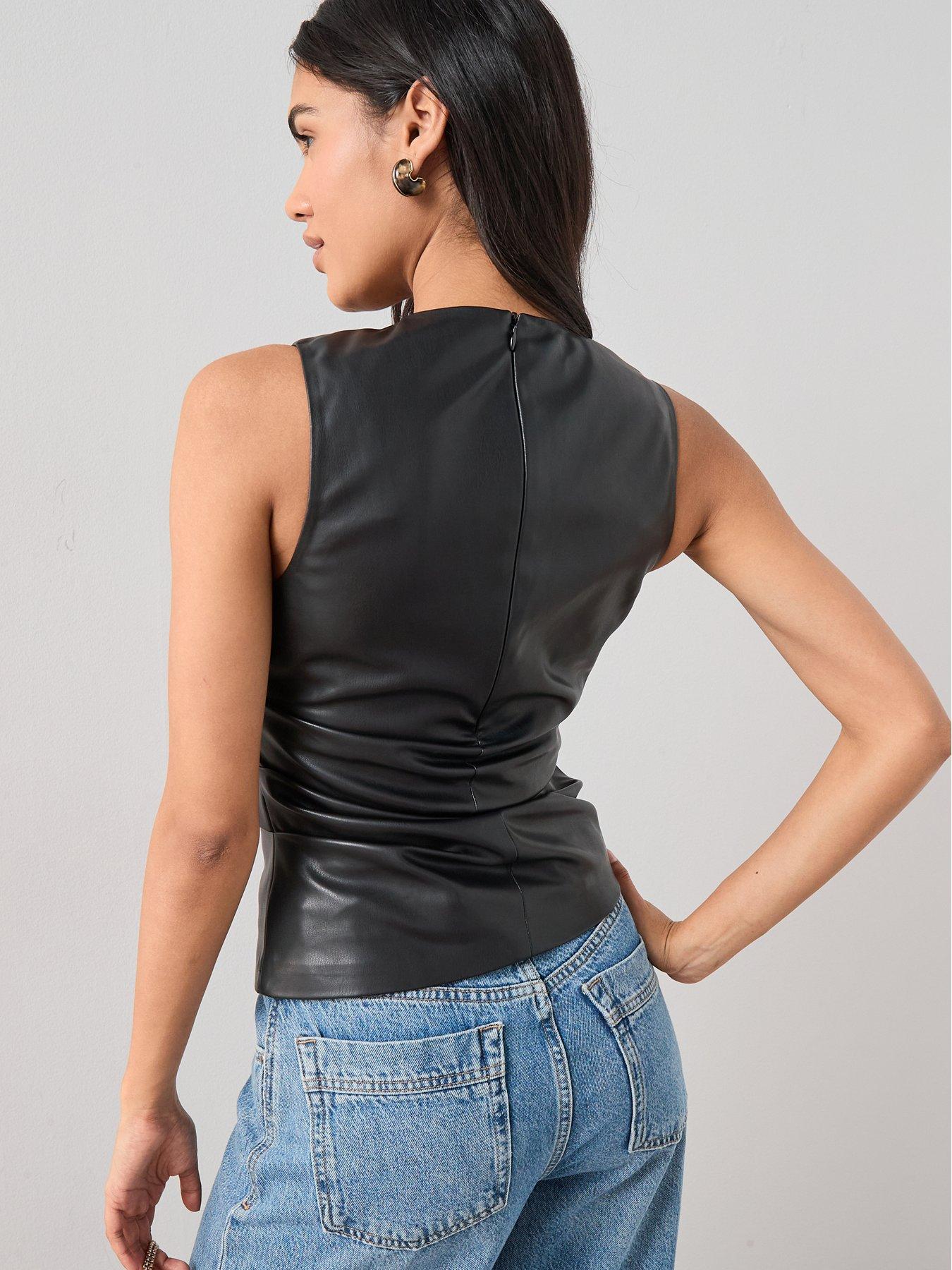 Image 2 of 7 of The Very Collection Sleeveless Pu Top - Black