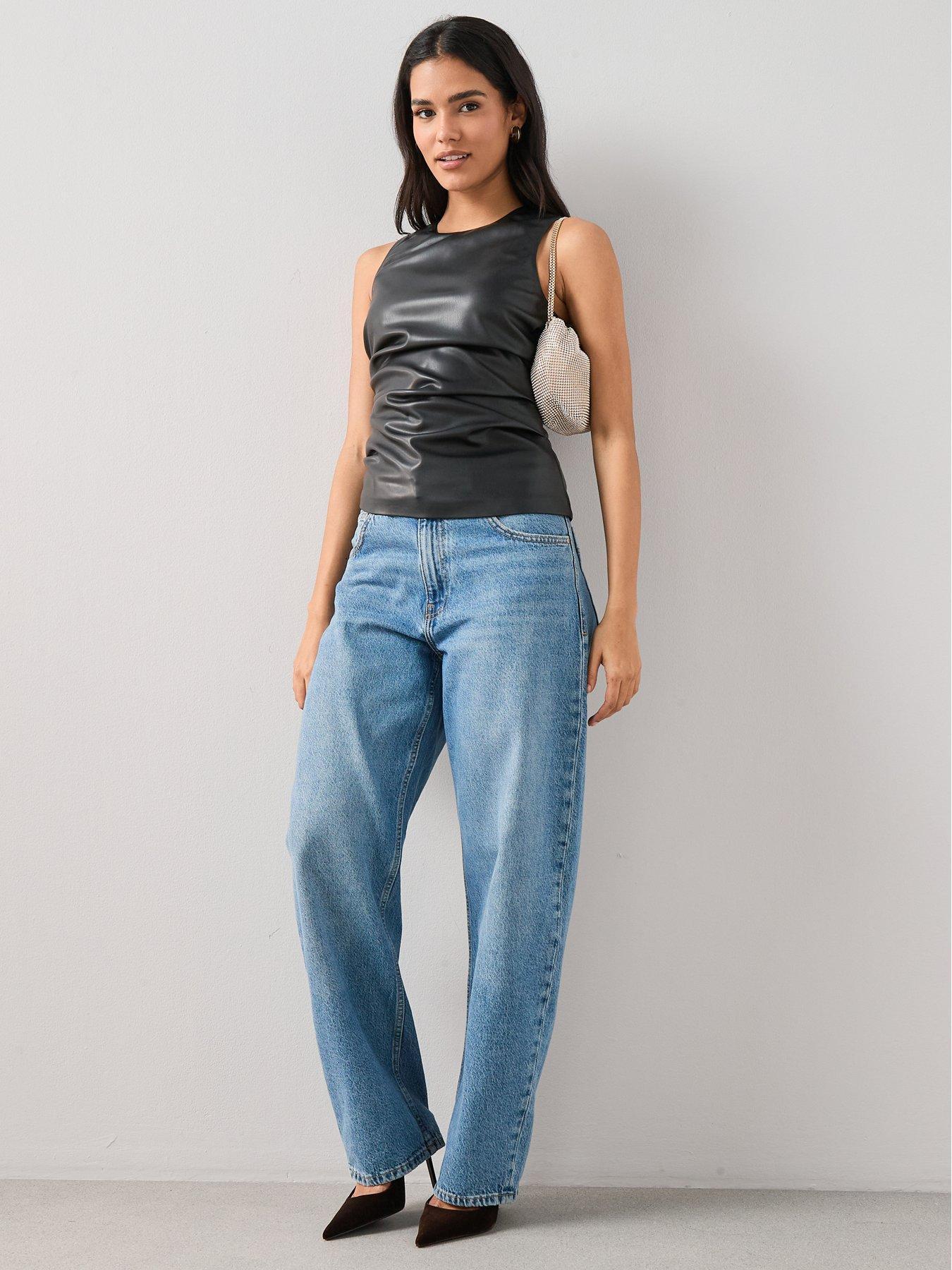 Image 3 of 7 of The Very Collection Sleeveless Pu Top - Black