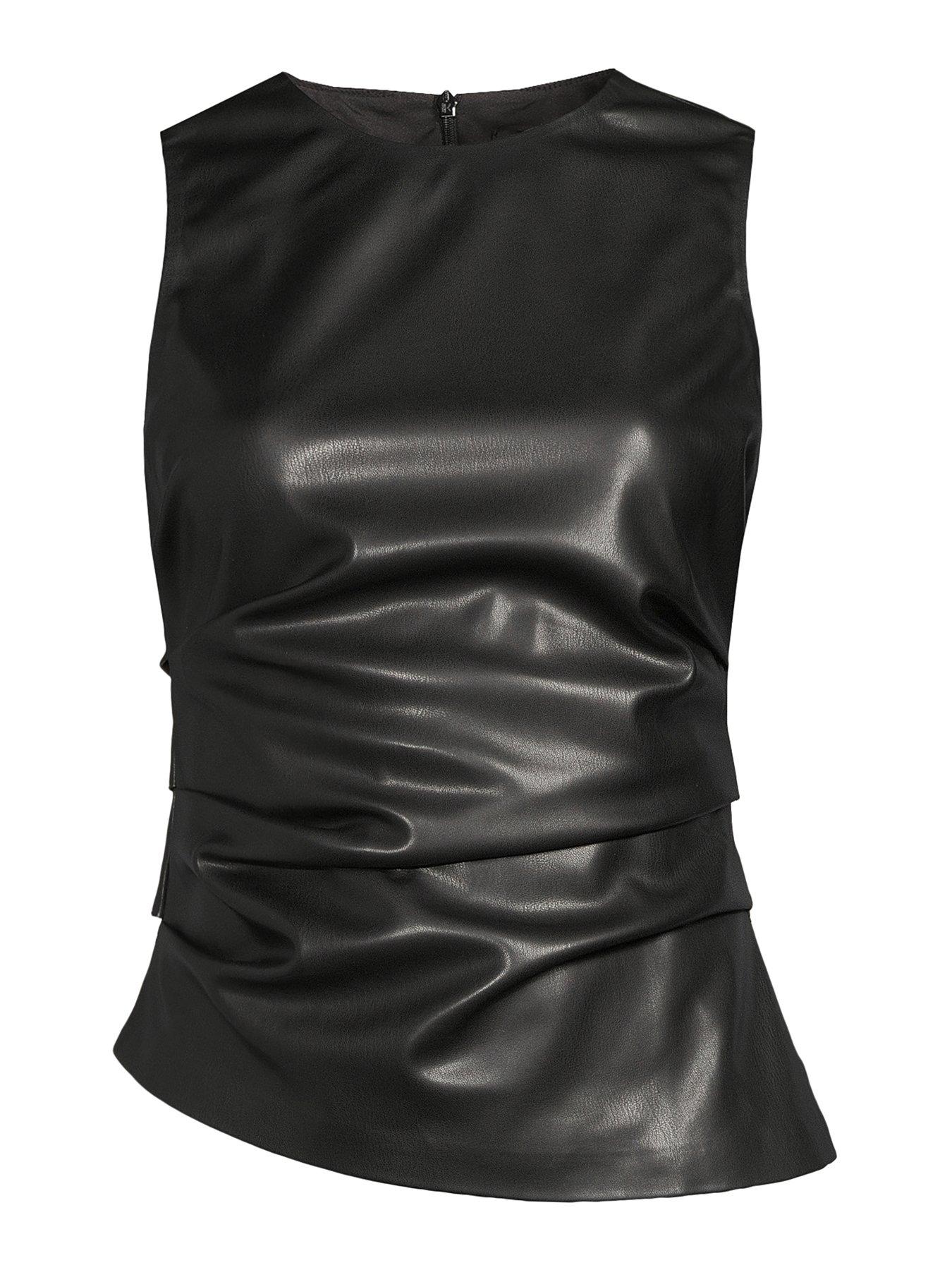 Image 7 of 7 of The Very Collection Sleeveless Pu Top - Black