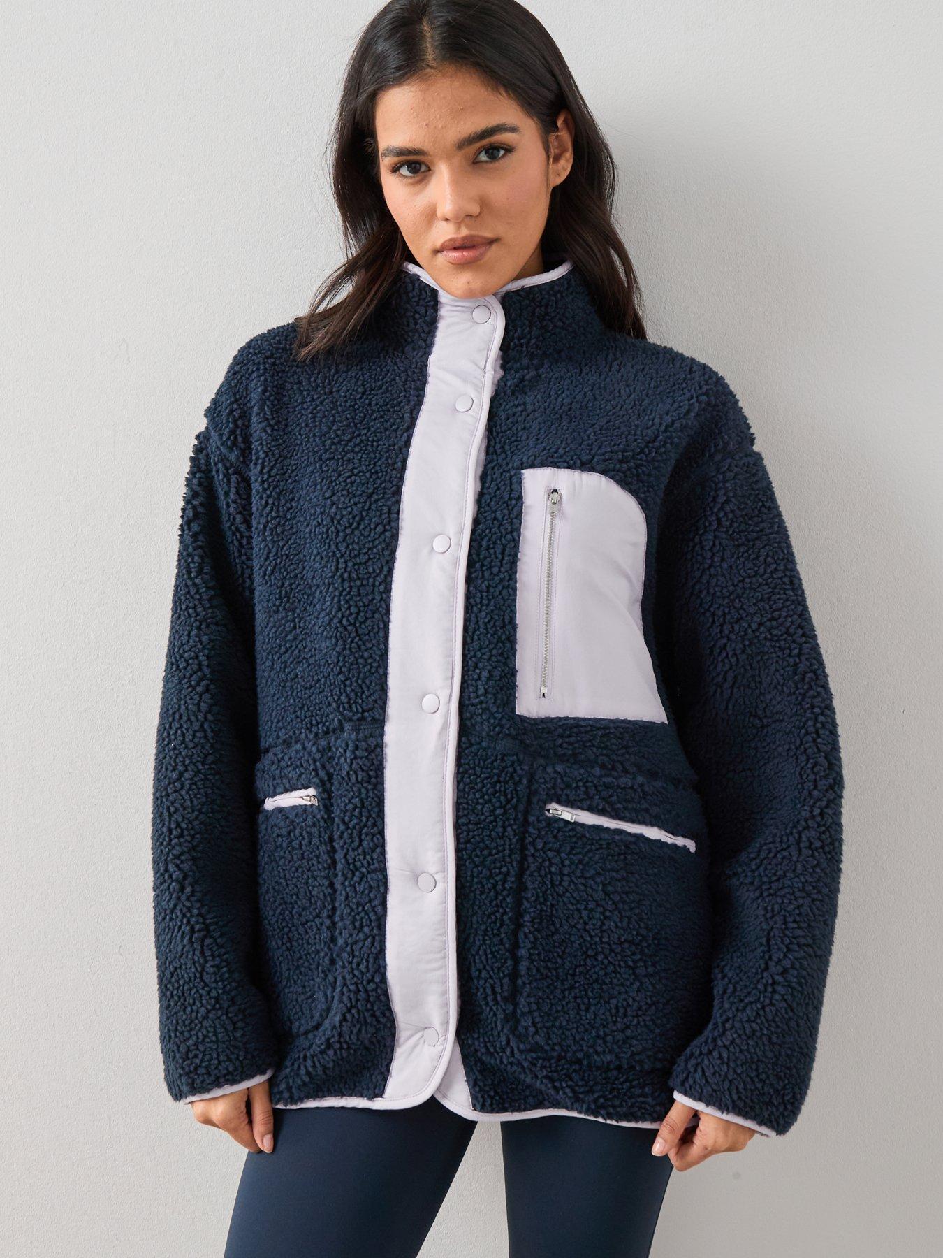 Image 4 of 7 of The Very Collection Contrast Pocket Borg Jacket - Blue