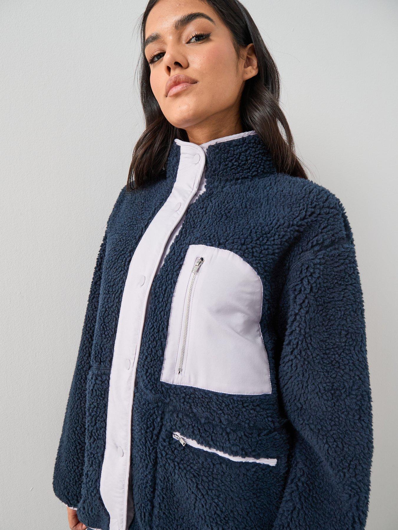 Image 5 of 7 of The Very Collection Contrast Pocket Borg Jacket - Blue