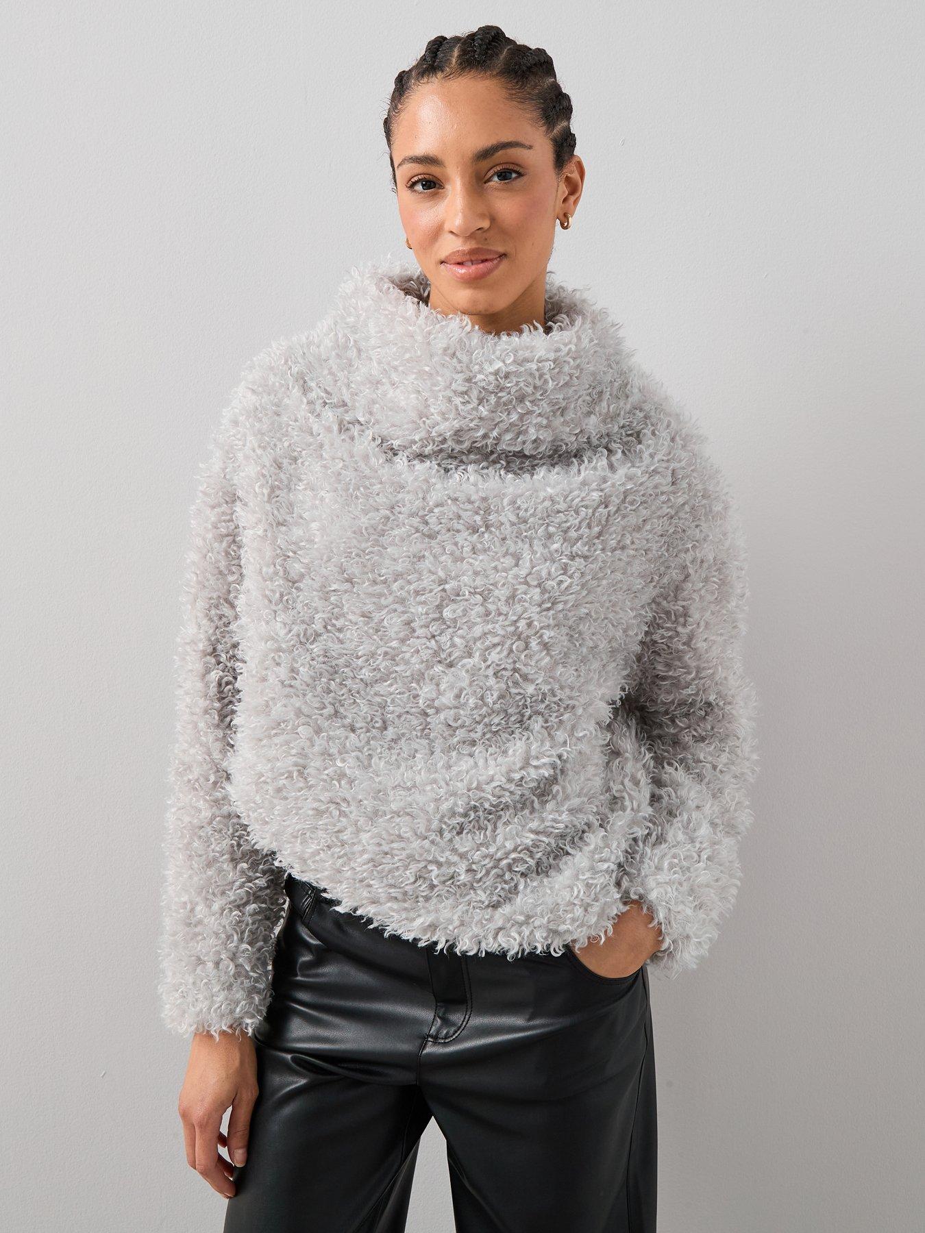 The Very Collection Faux Fur Overhead Fleece - Grey