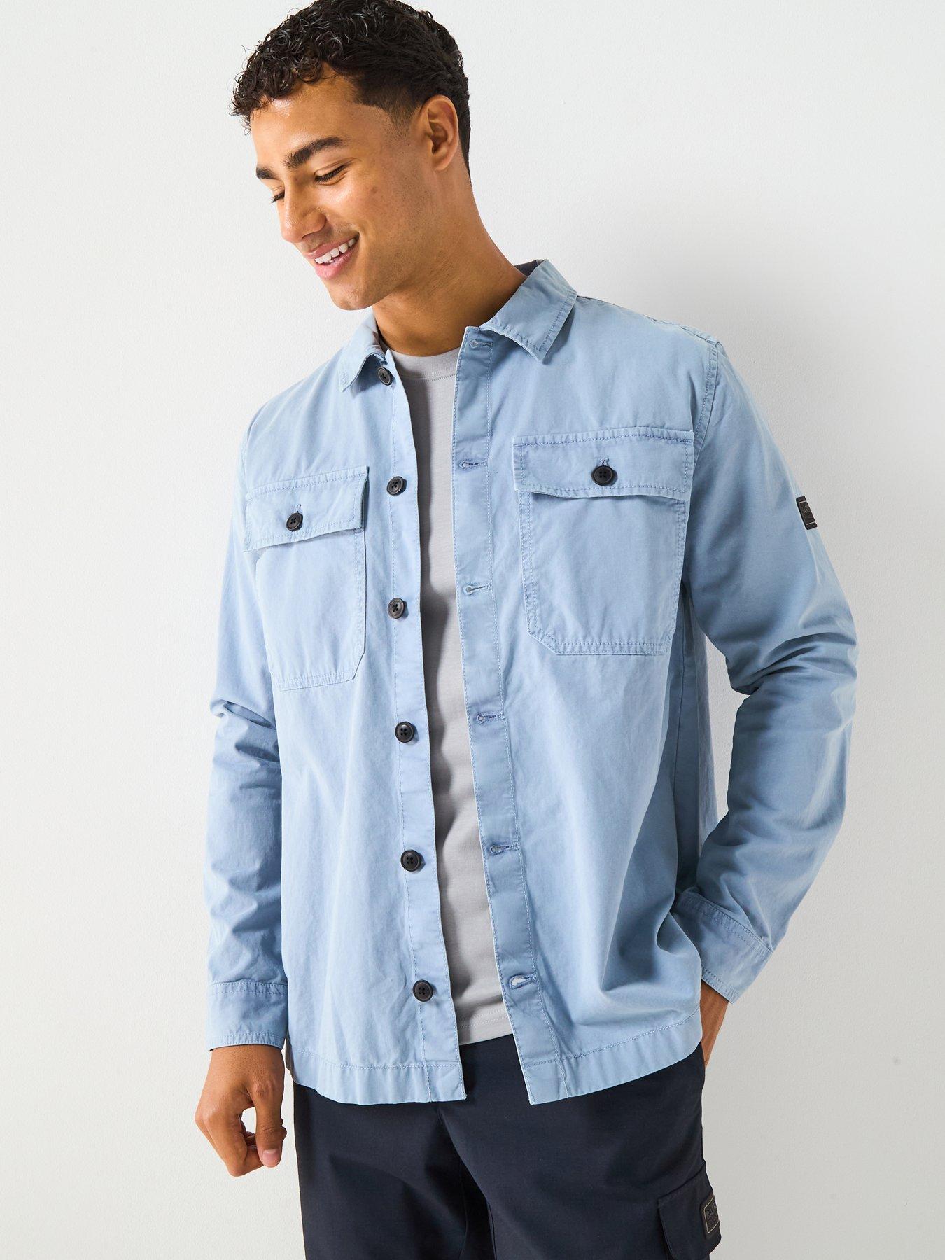Barbour International Arlo Button Pocket Overshirt- Light Blue