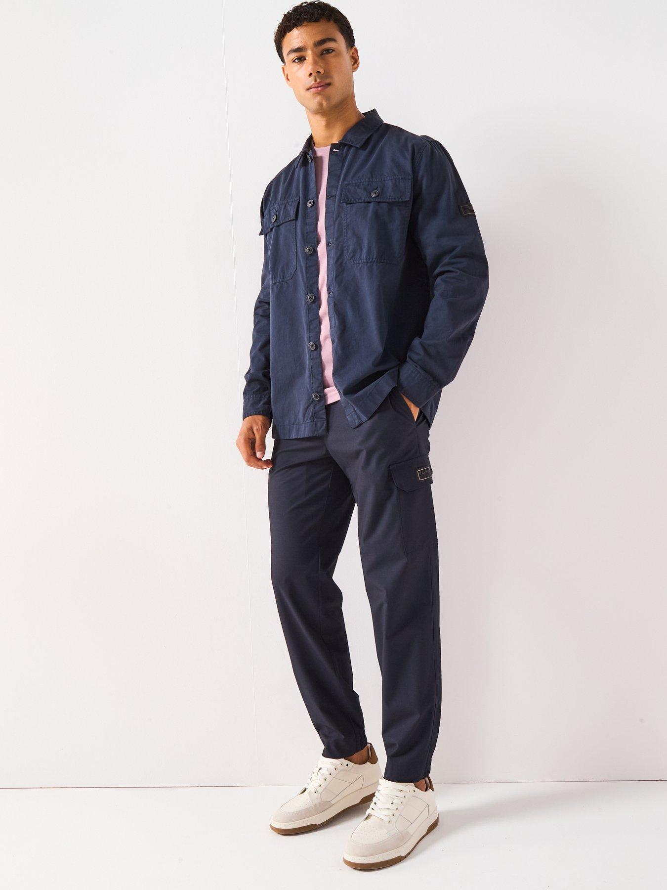 Image 4 of 6 of Barbour International Arlo Button Pocket Overshirt- Navy