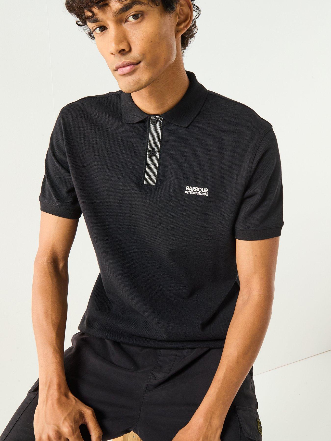 undefined Baynes Knit Placket Polo Shirt- Black