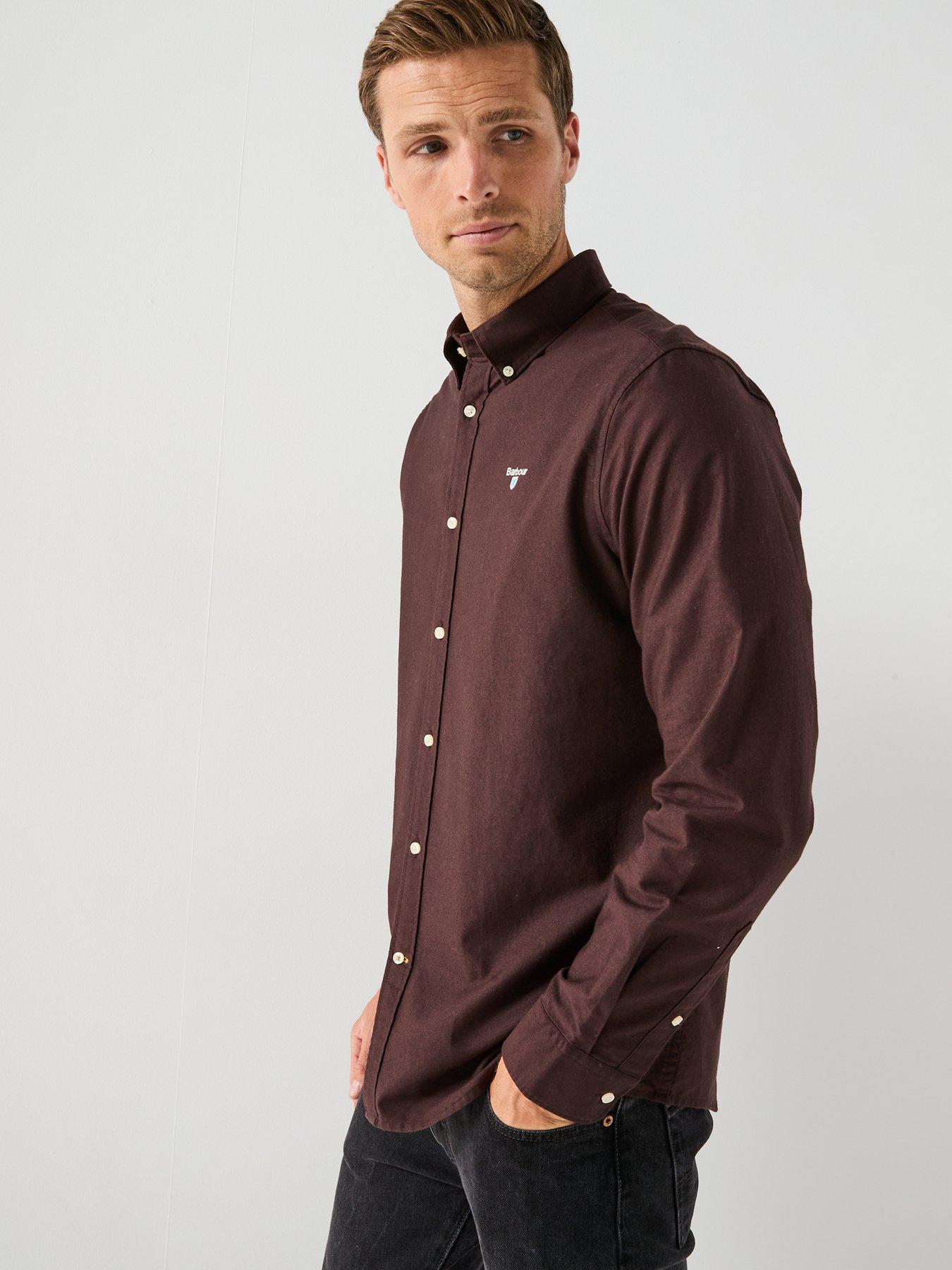 undefined Oxtown Long Sleeve Tailored Fit Oxford Shirt - Brown