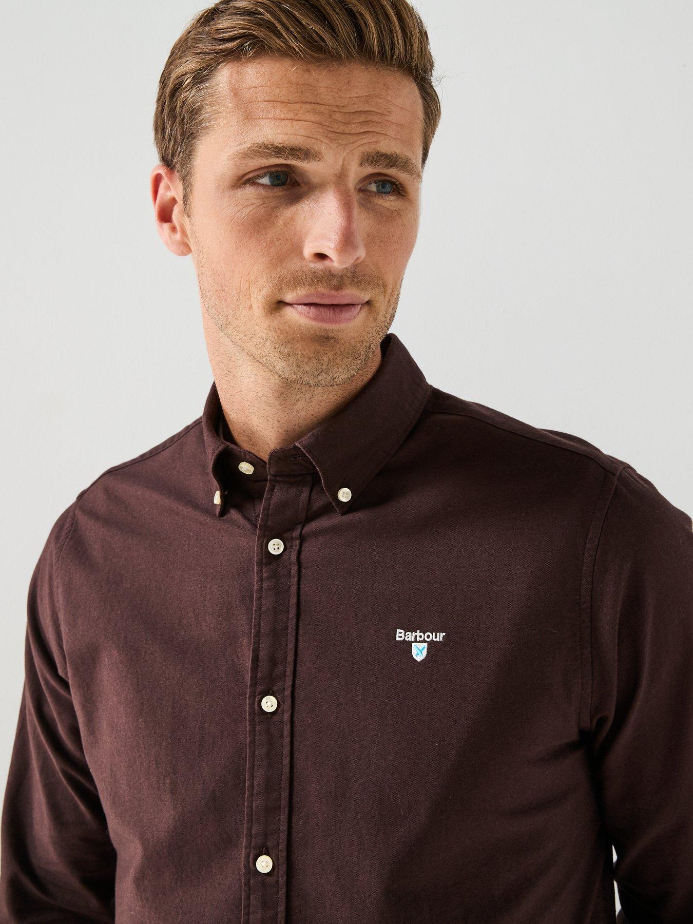 Image 4 of 6 of Barbour Oxtown Long Sleeve Tailored Fit Oxford Shirt - Brown