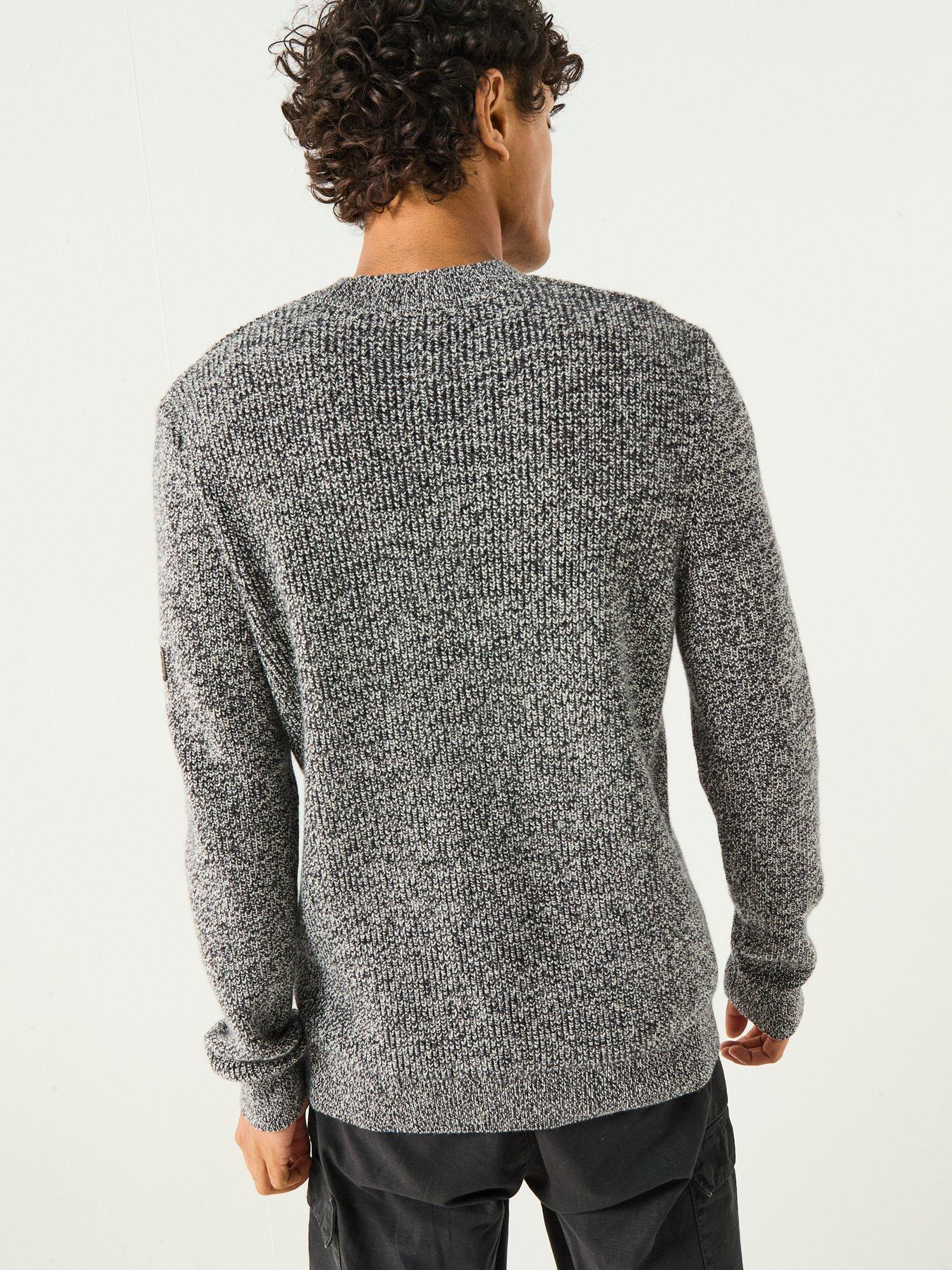  image of barbour-international-declan-yarn-twist-crew-neck-knitted-jumper-black