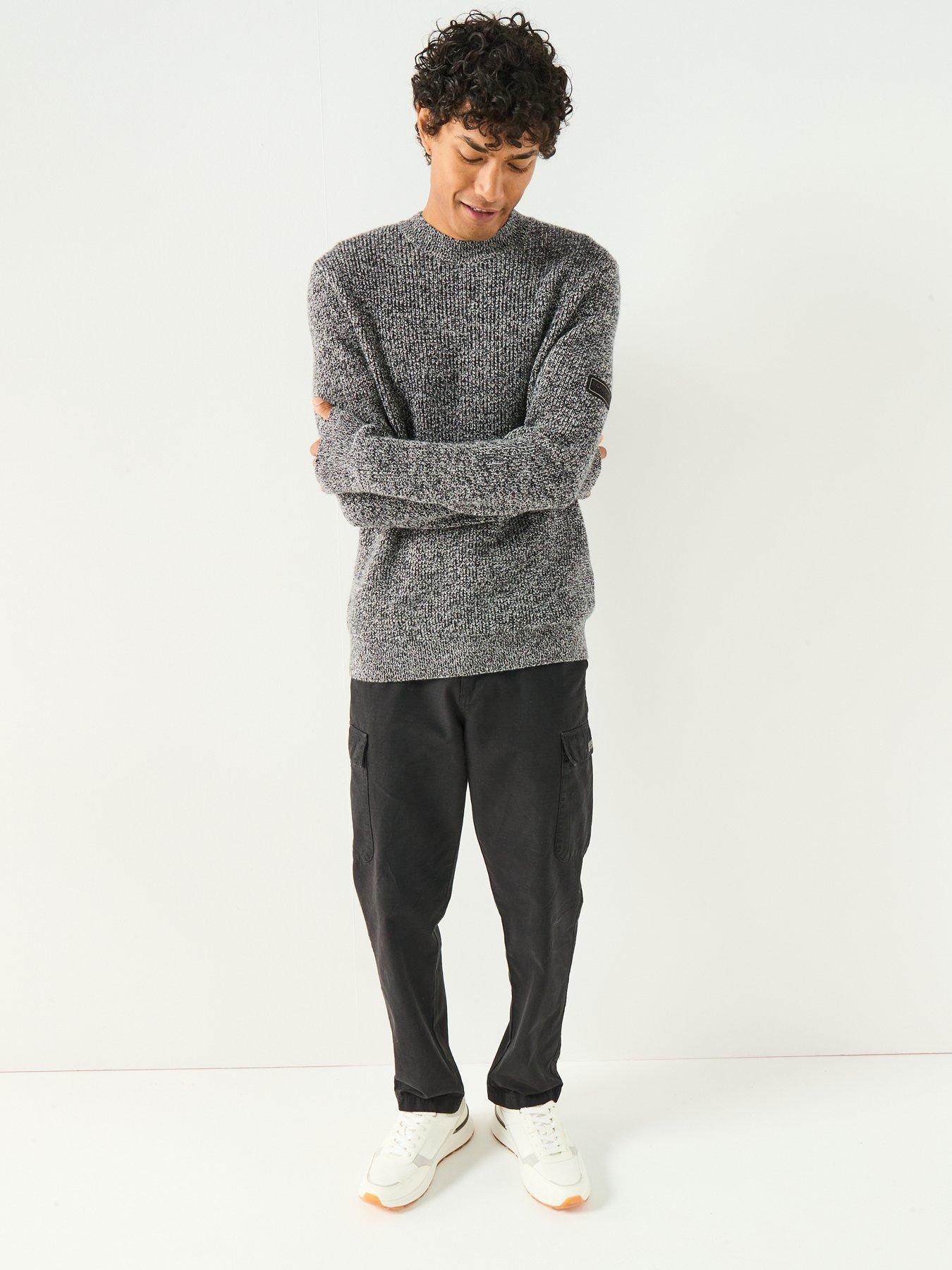  image of barbour-international-declan-yarn-twist-crew-neck-knitted-jumper-black