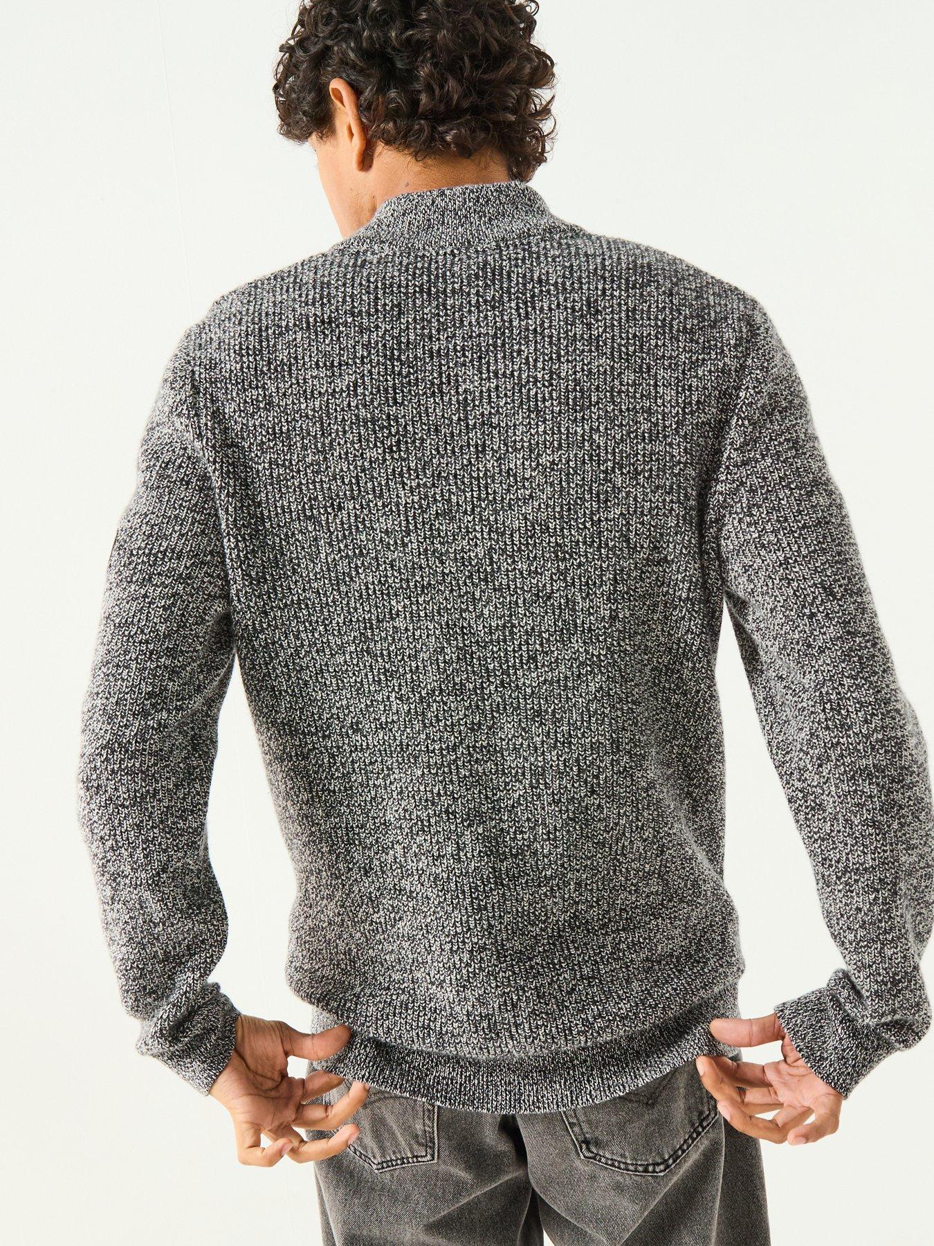  image of barbour-international-declan-yarn-twist-funnel-neck-knitted-jumper-grey
