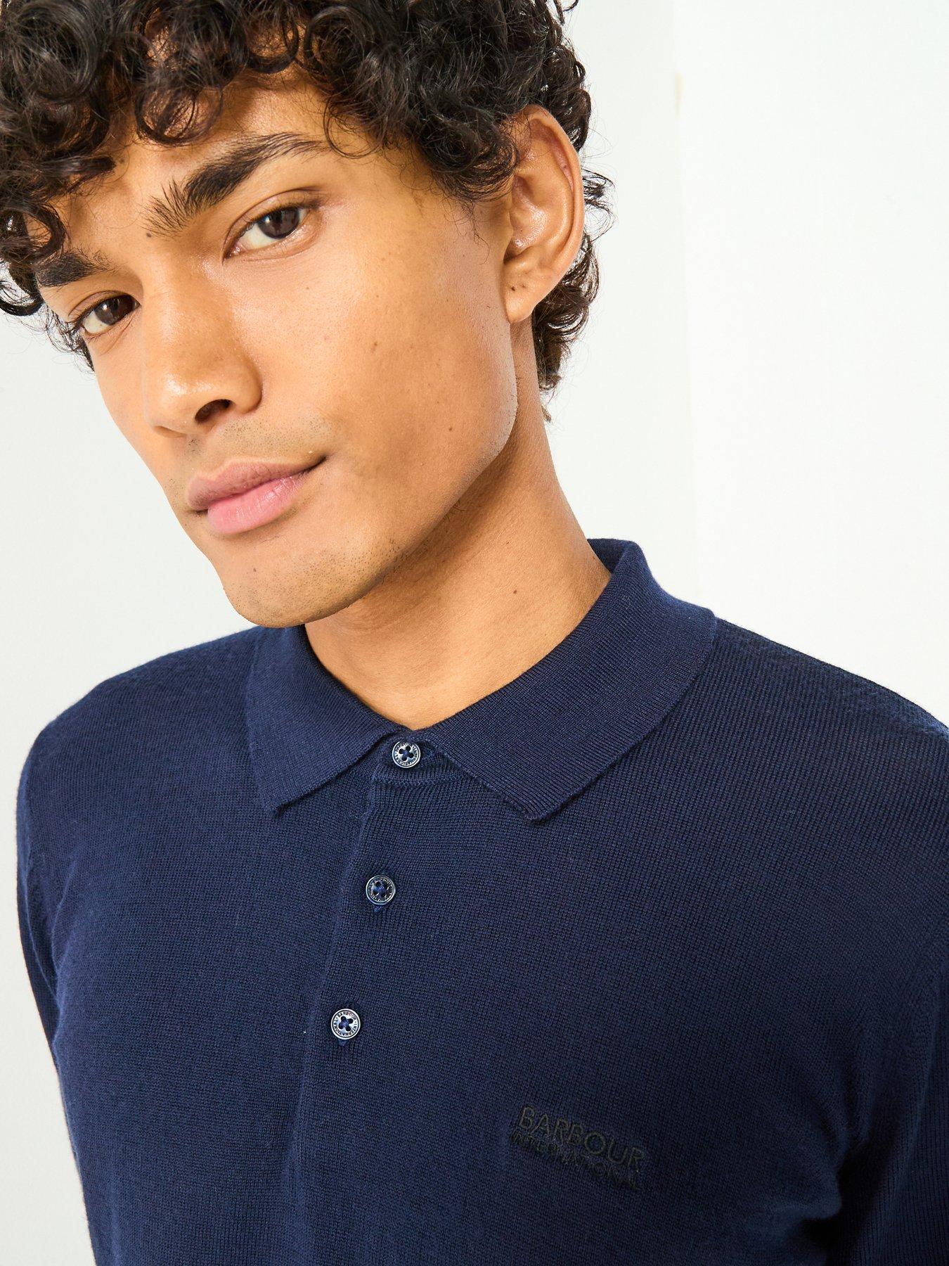 Image 4 of 6 of Barbour International Merlin Merino Long Sleeve Polo Shirt- Navy