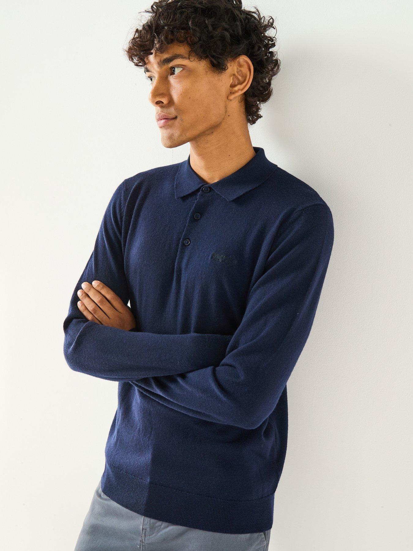 Image 5 of 6 of Barbour International Merlin Merino Long Sleeve Polo Shirt- Navy