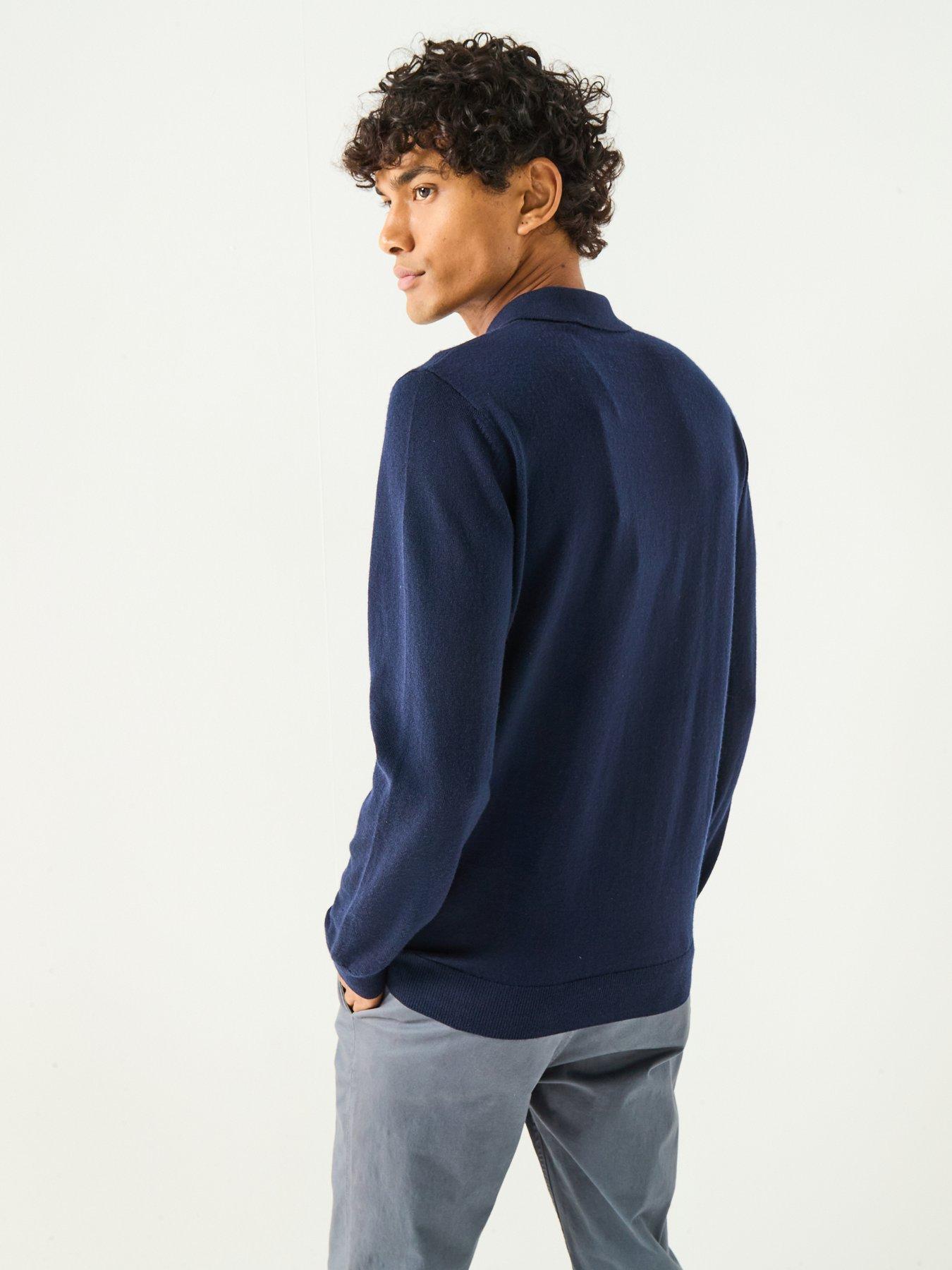 Image 6 of 6 of Barbour International Merlin Merino Long Sleeve Polo Shirt- Navy