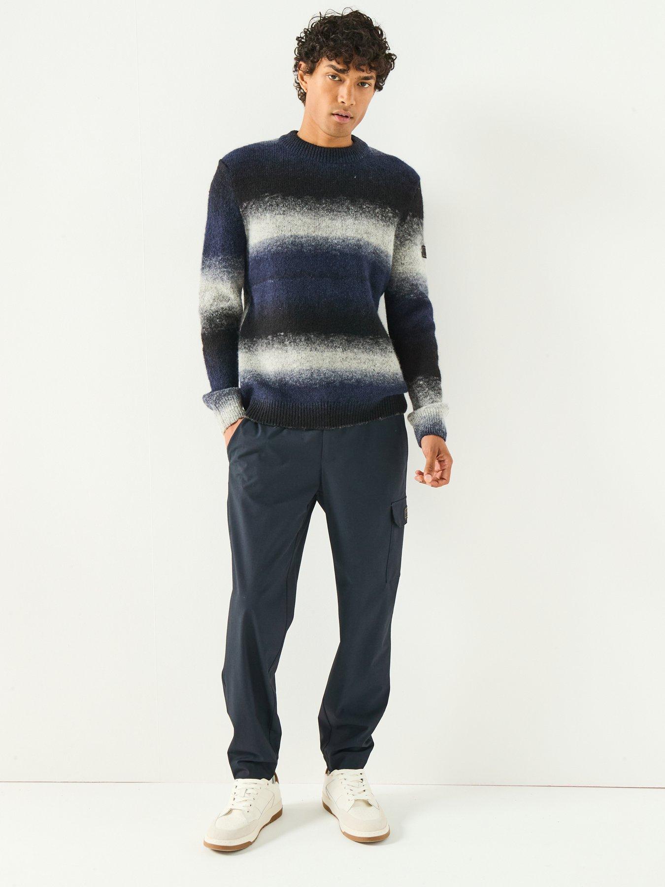  image of barbour-international-vector-colour-block-crew-neck-knitted-jumper--black