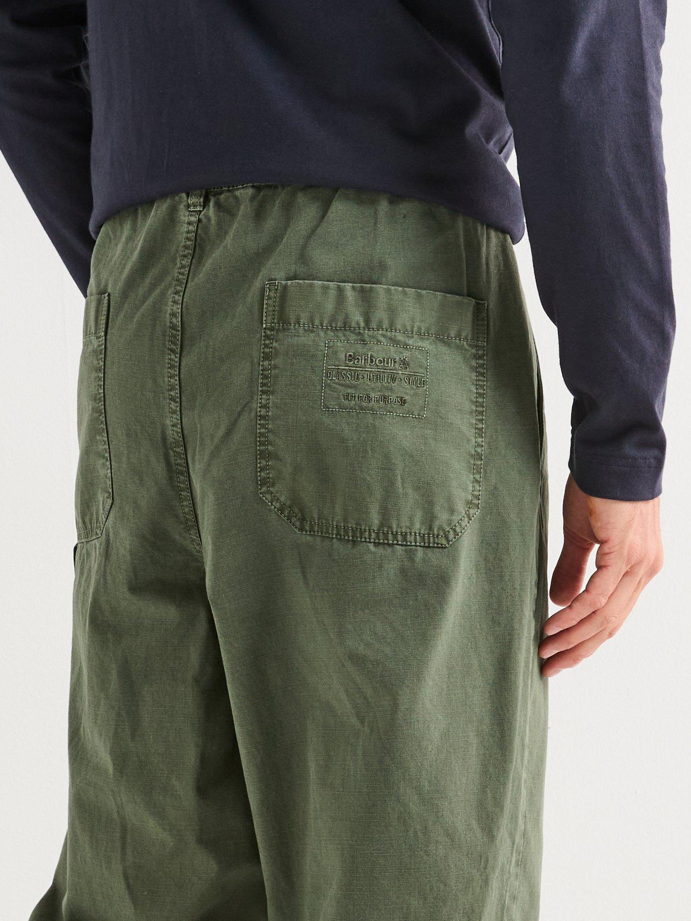 Image 2 of 6 of Barbour Harton Relaxed Fit Slub Trousers - Green