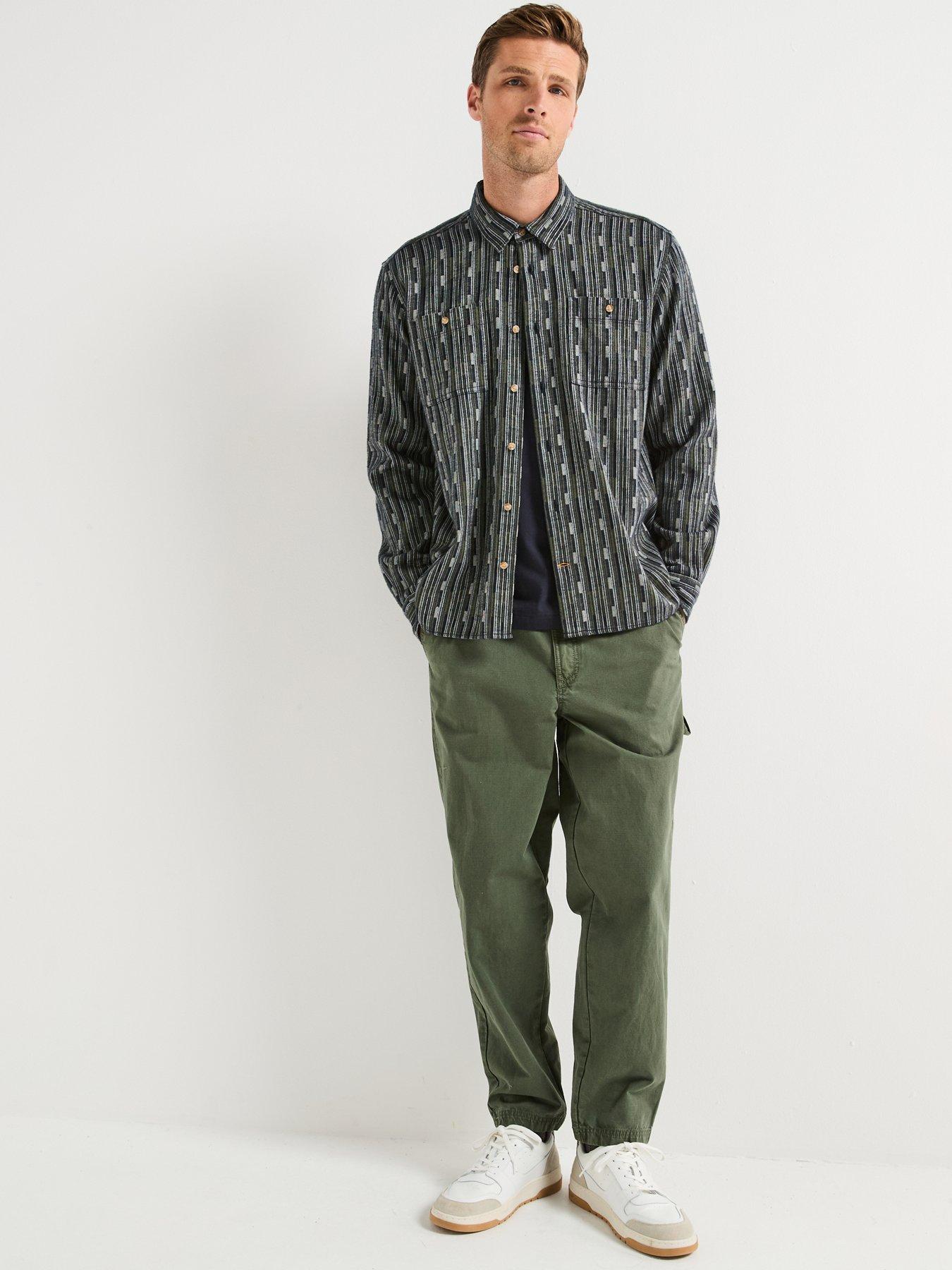 Image 3 of 6 of Barbour Harton Relaxed Fit Slub Trousers - Green