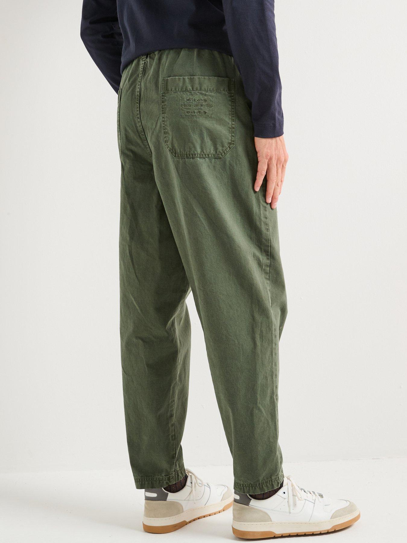 Image 6 of 6 of Barbour Harton Relaxed Fit Slub Trousers - Green