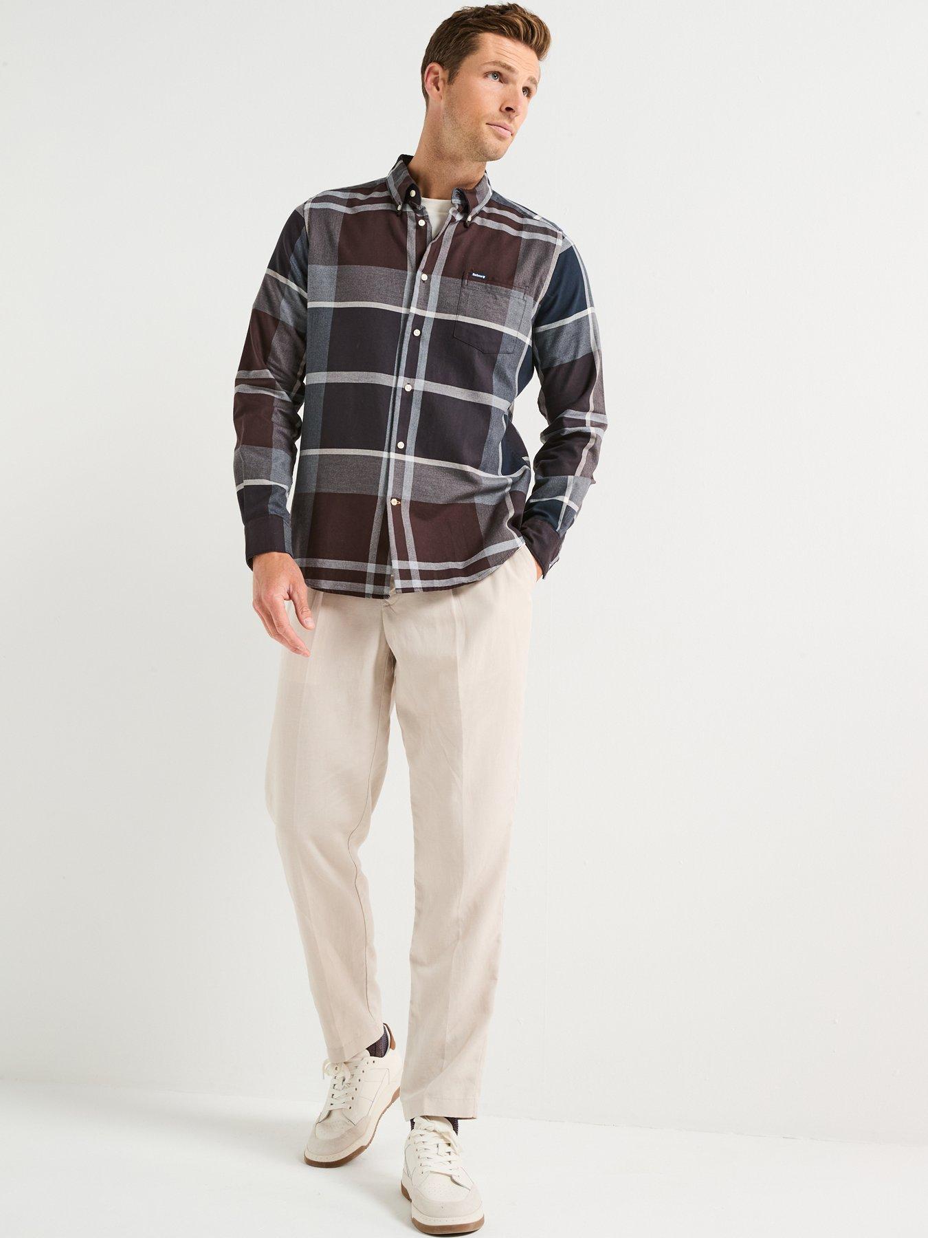  image of barbour-dunoon-long-sleeve-check-tailored-fit-shirt--black