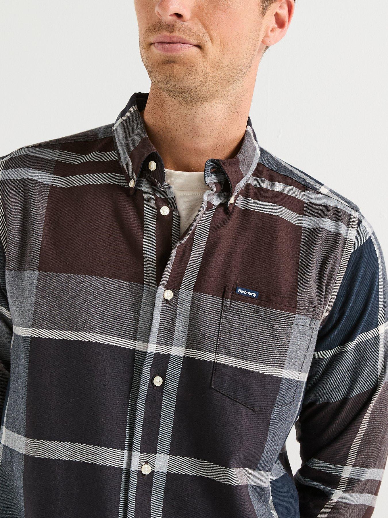  image of barbour-dunoon-long-sleeve-check-tailored-fit-shirt--black