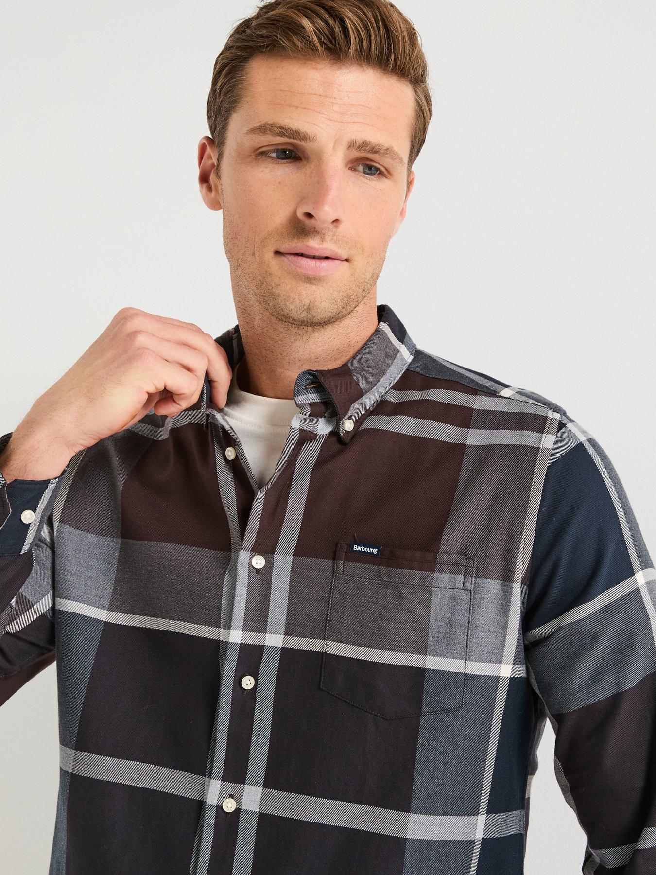  image of barbour-dunoon-long-sleeve-check-tailored-fit-shirt--black