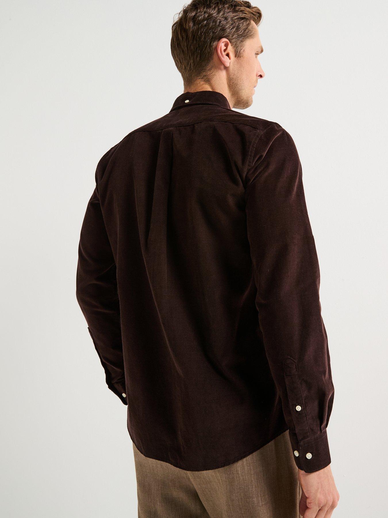 Image 2 of 6 of Barbour Ramsey Long Sleeve Tailored Fit Corduroy Shirt - Dark Brown&nbsp;