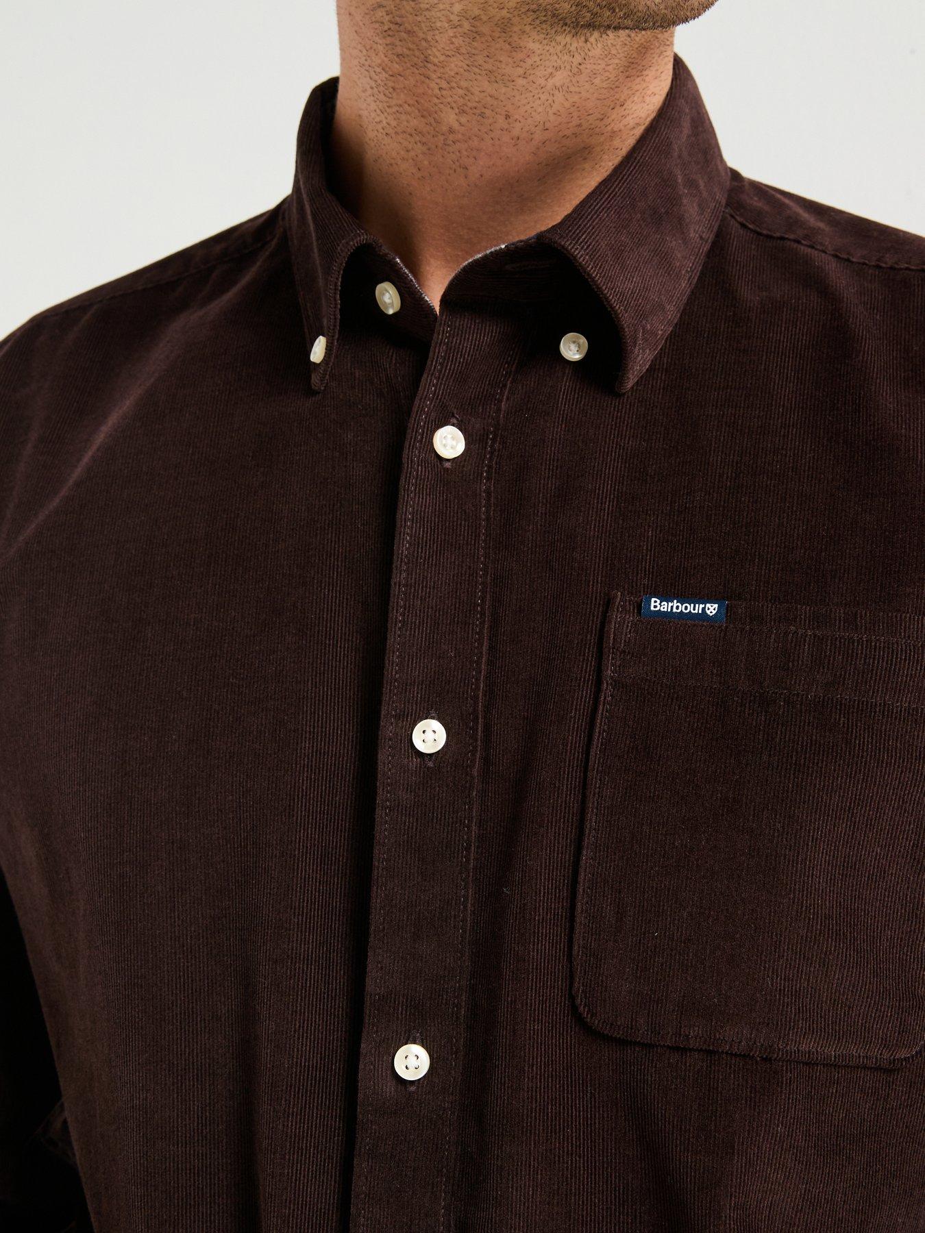 Image 4 of 6 of Barbour Ramsey Long Sleeve Tailored Fit Corduroy Shirt - Dark Brown&nbsp;