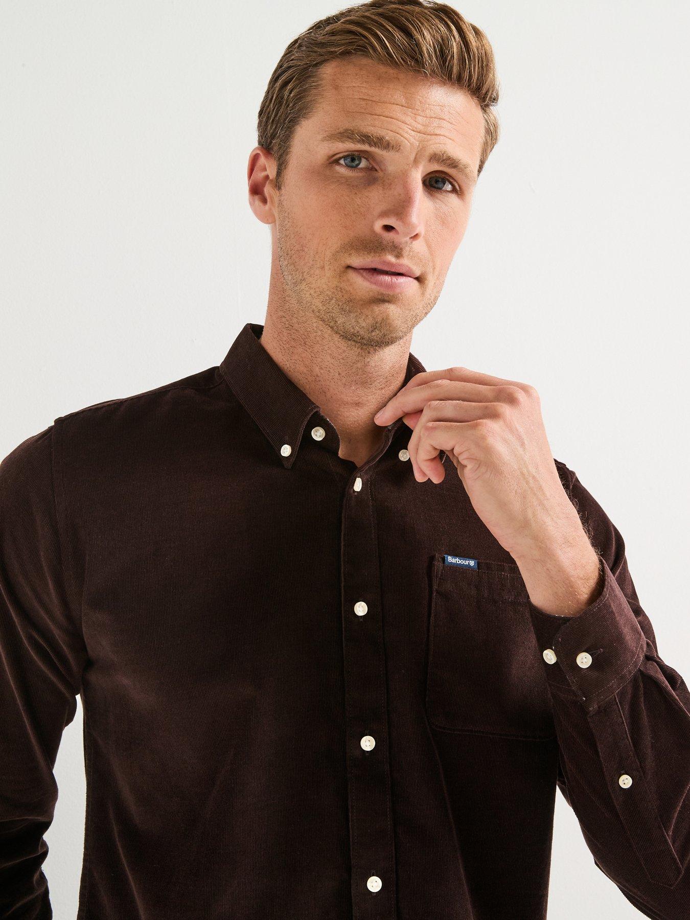 Image 5 of 6 of Barbour Ramsey Long Sleeve Tailored Fit Corduroy Shirt - Dark Brown&nbsp;