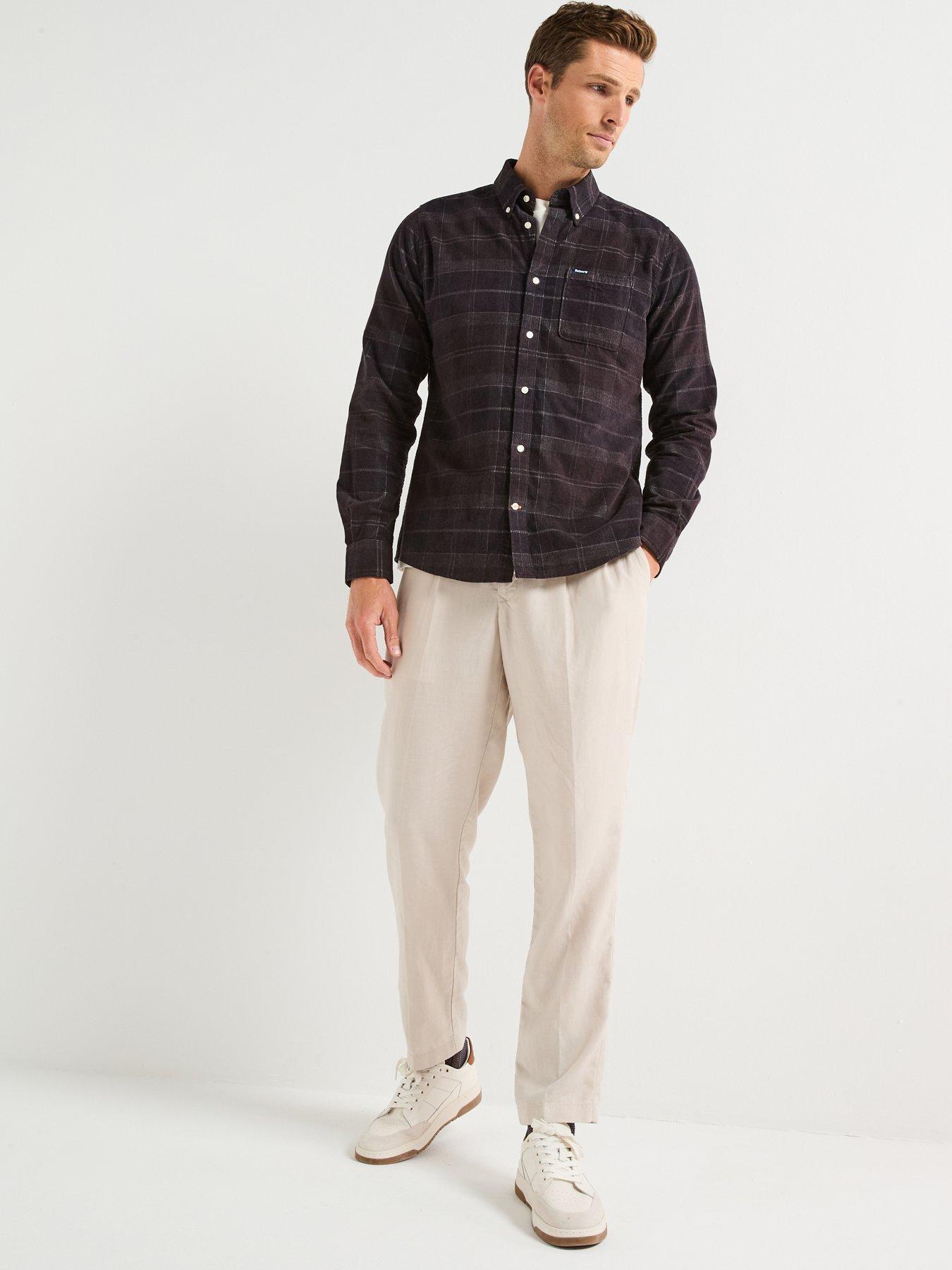 Image 3 of 6 of Barbour Blair Tailored Fit Tartan Cord Shirt- Navy