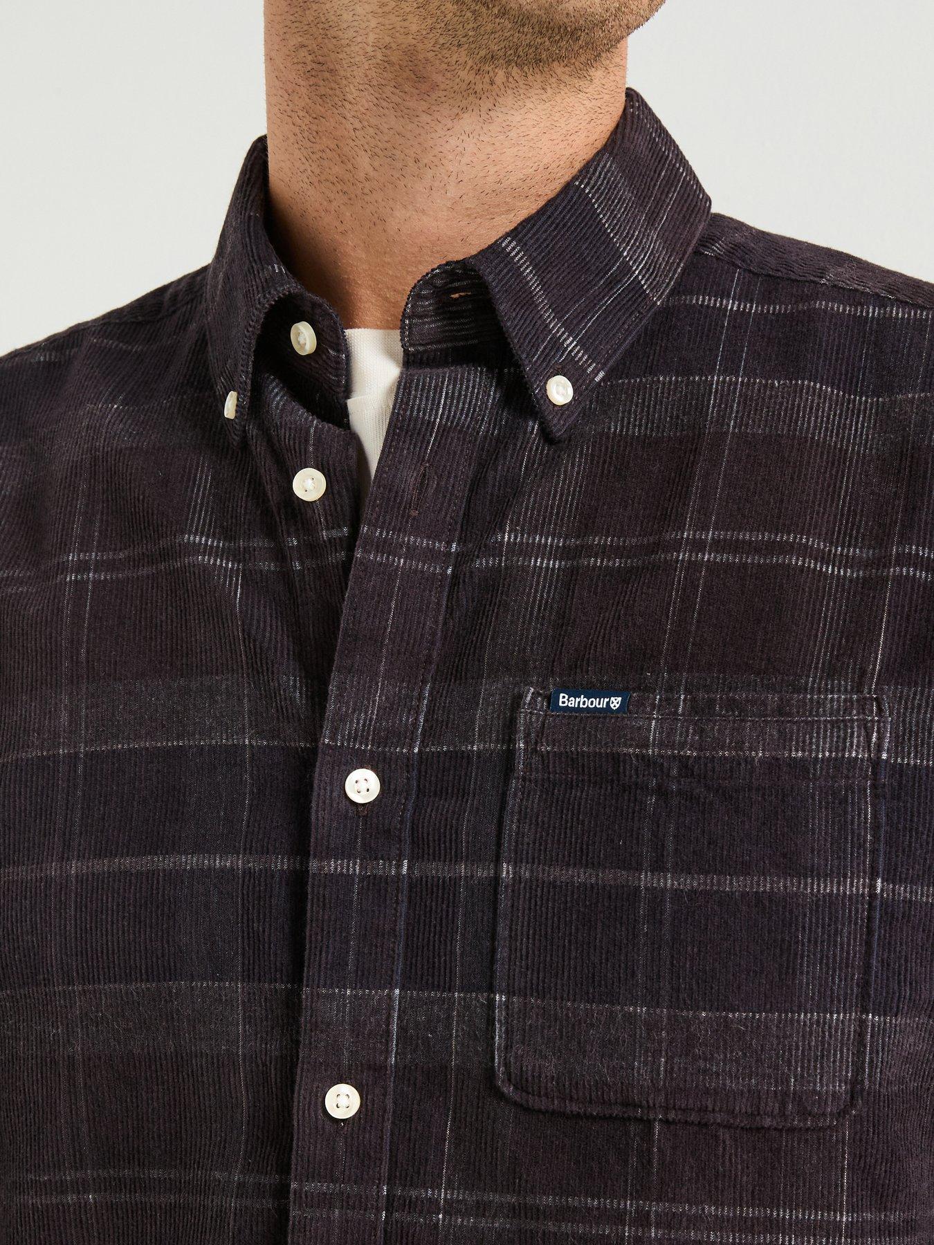 Image 4 of 6 of Barbour Blair Tailored Fit Tartan Cord Shirt- Navy