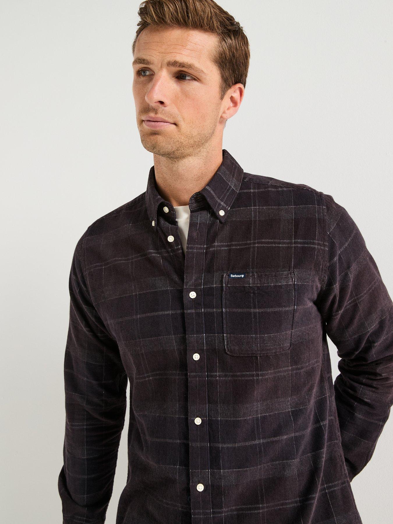 Image 6 of 6 of Barbour Blair Tailored Fit Tartan Cord Shirt- Navy