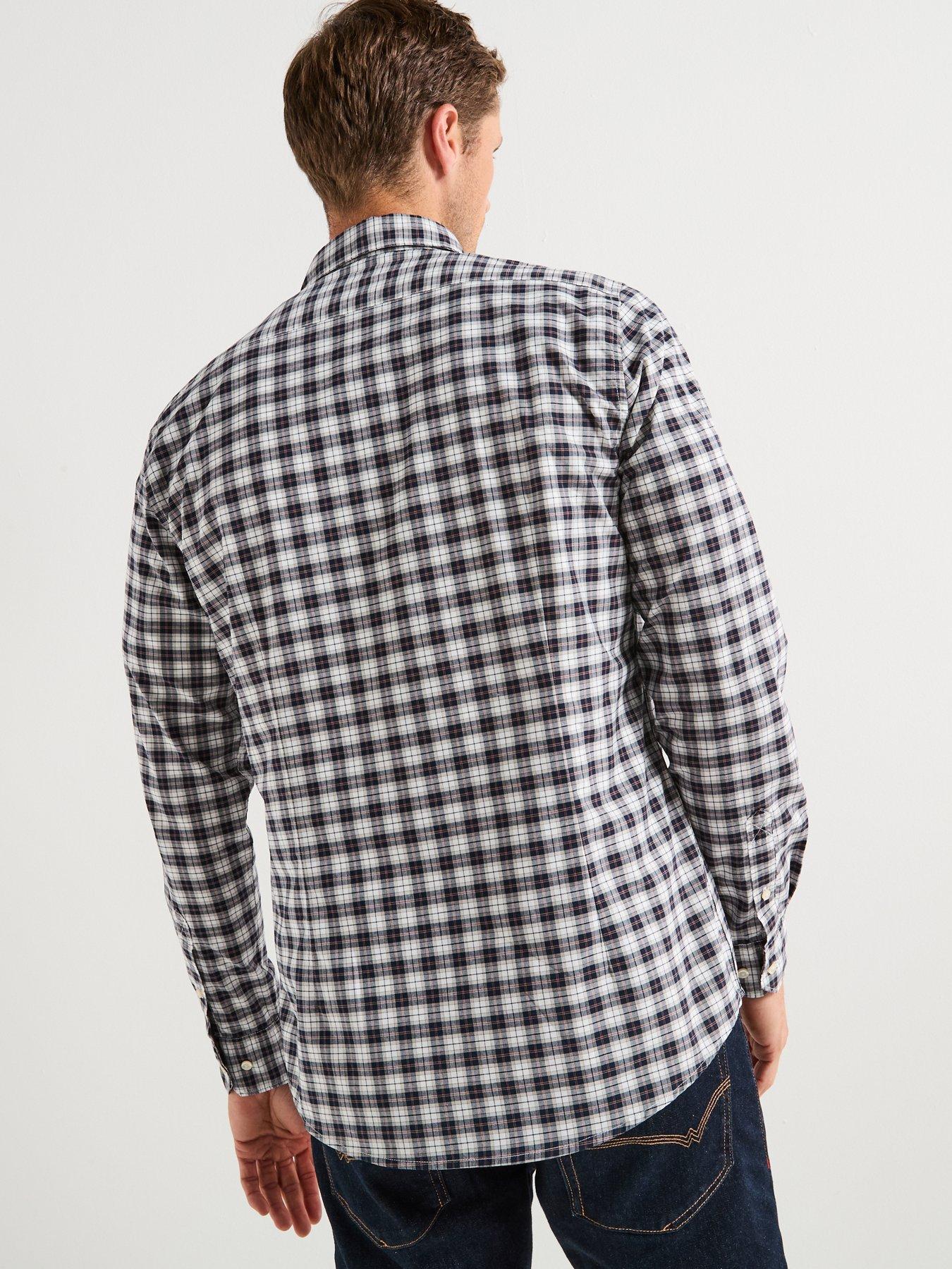 stillFront image of barbour-lomond-long-sleeve-tailored-fit-tartan-shirt--black