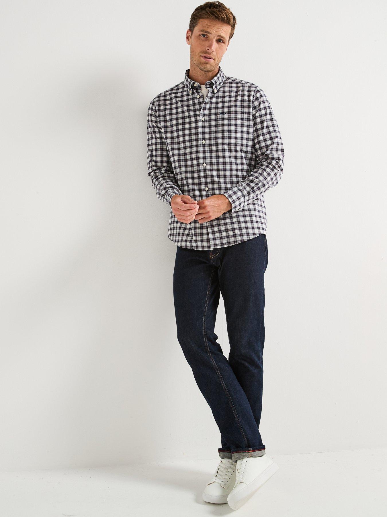  image of barbour-lomond-long-sleeve-tailored-fit-tartan-shirt--black
