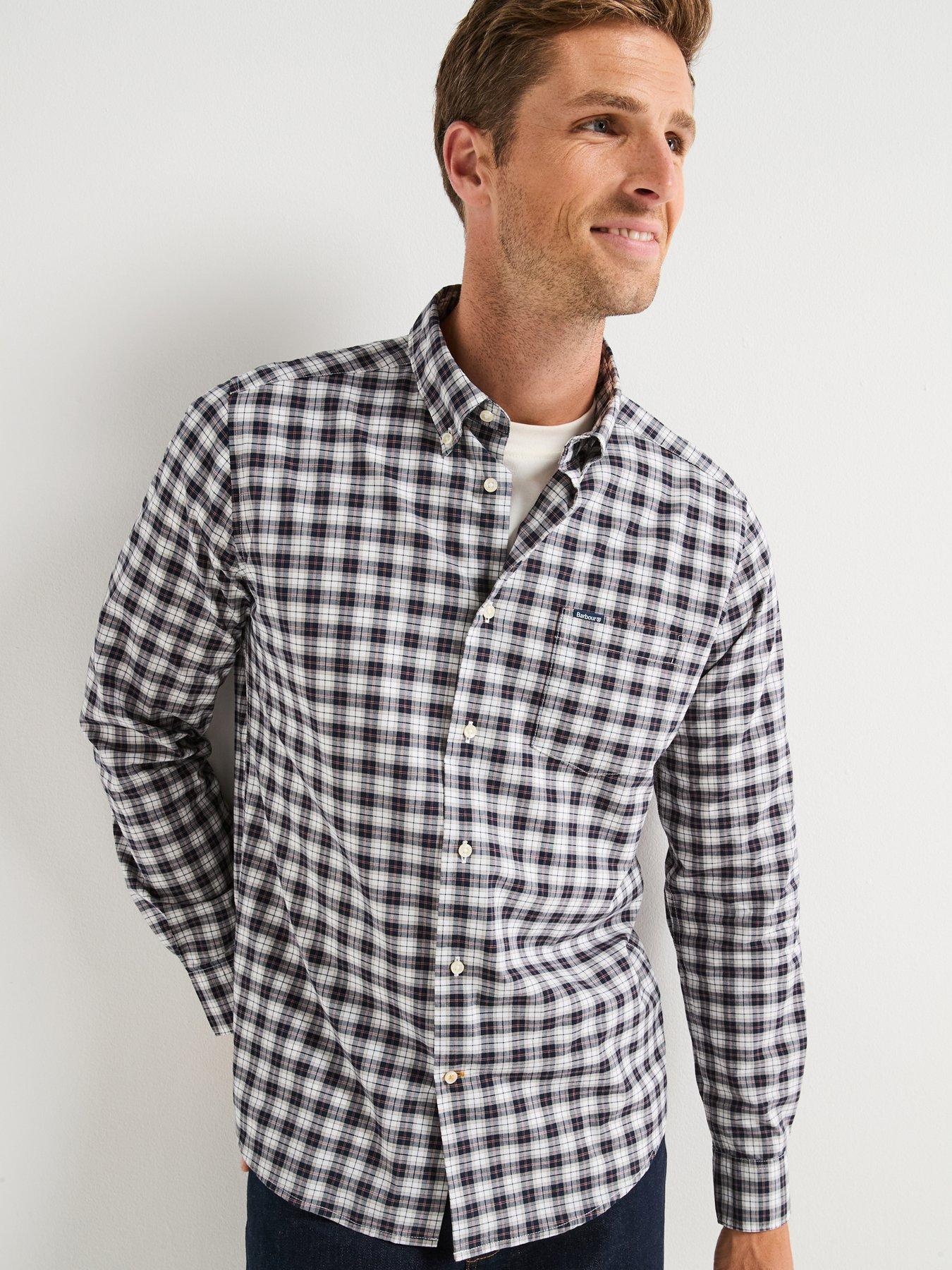  image of barbour-lomond-long-sleeve-tailored-fit-tartan-shirt--black