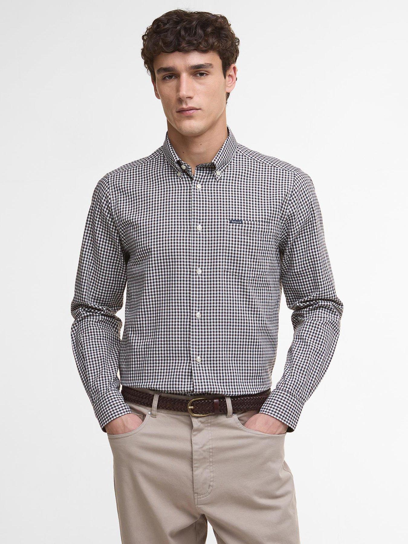  image of barbour-padshaw-tailored-fit-gingham-shirt--grey