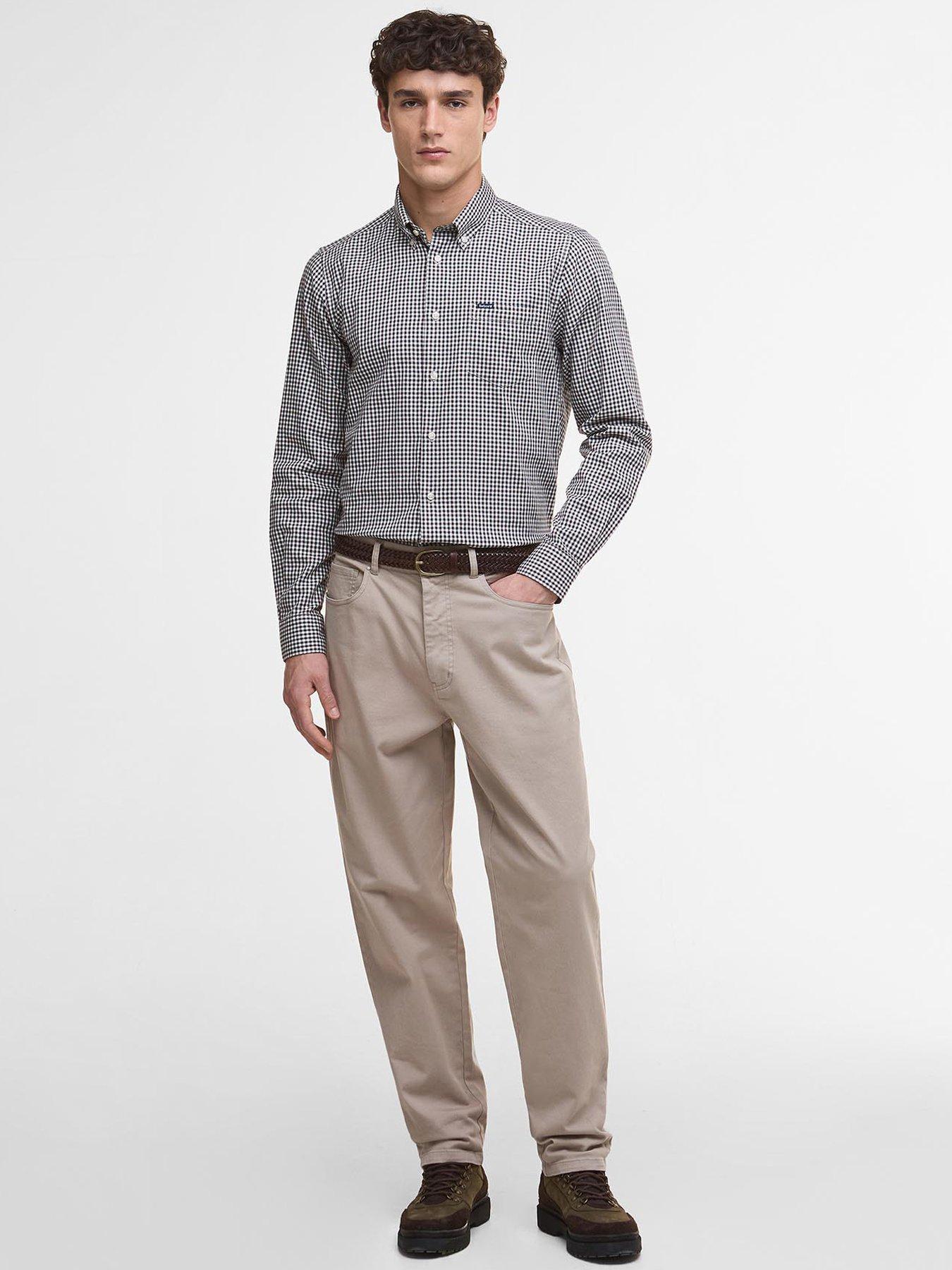  image of barbour-padshaw-tailored-fit-gingham-shirt--grey