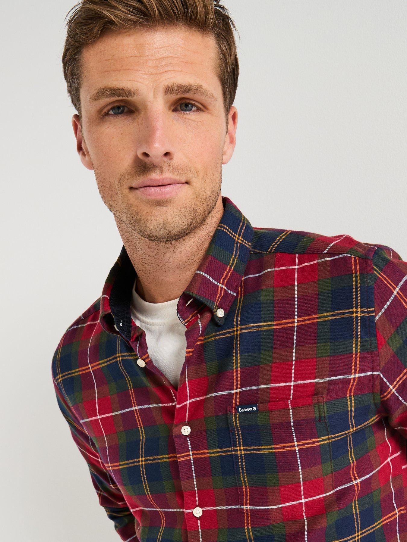Image 4 of 6 of Barbour Fortrose Tailored Fit Tartan Shirt- Red