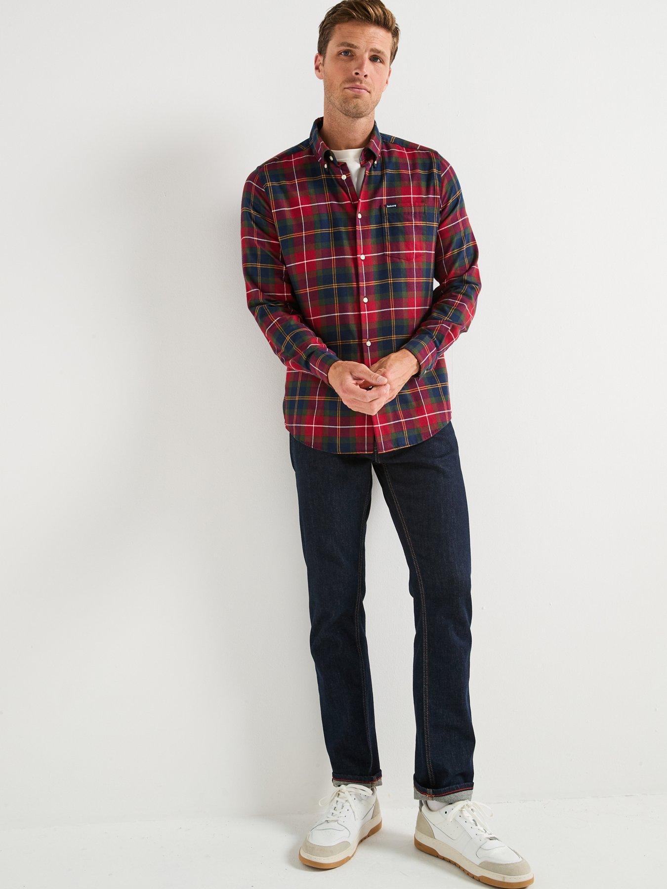 Image 6 of 6 of Barbour Fortrose Tailored Fit Tartan Shirt- Red