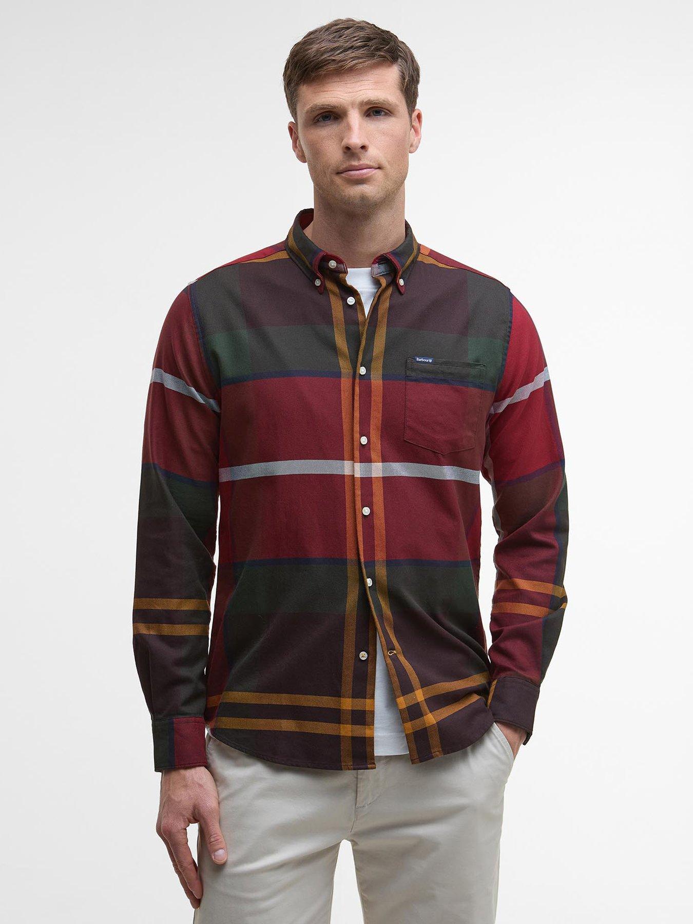  image of barbour-dunoon-long-sleeve-check-tailored-fit-shirt--red
