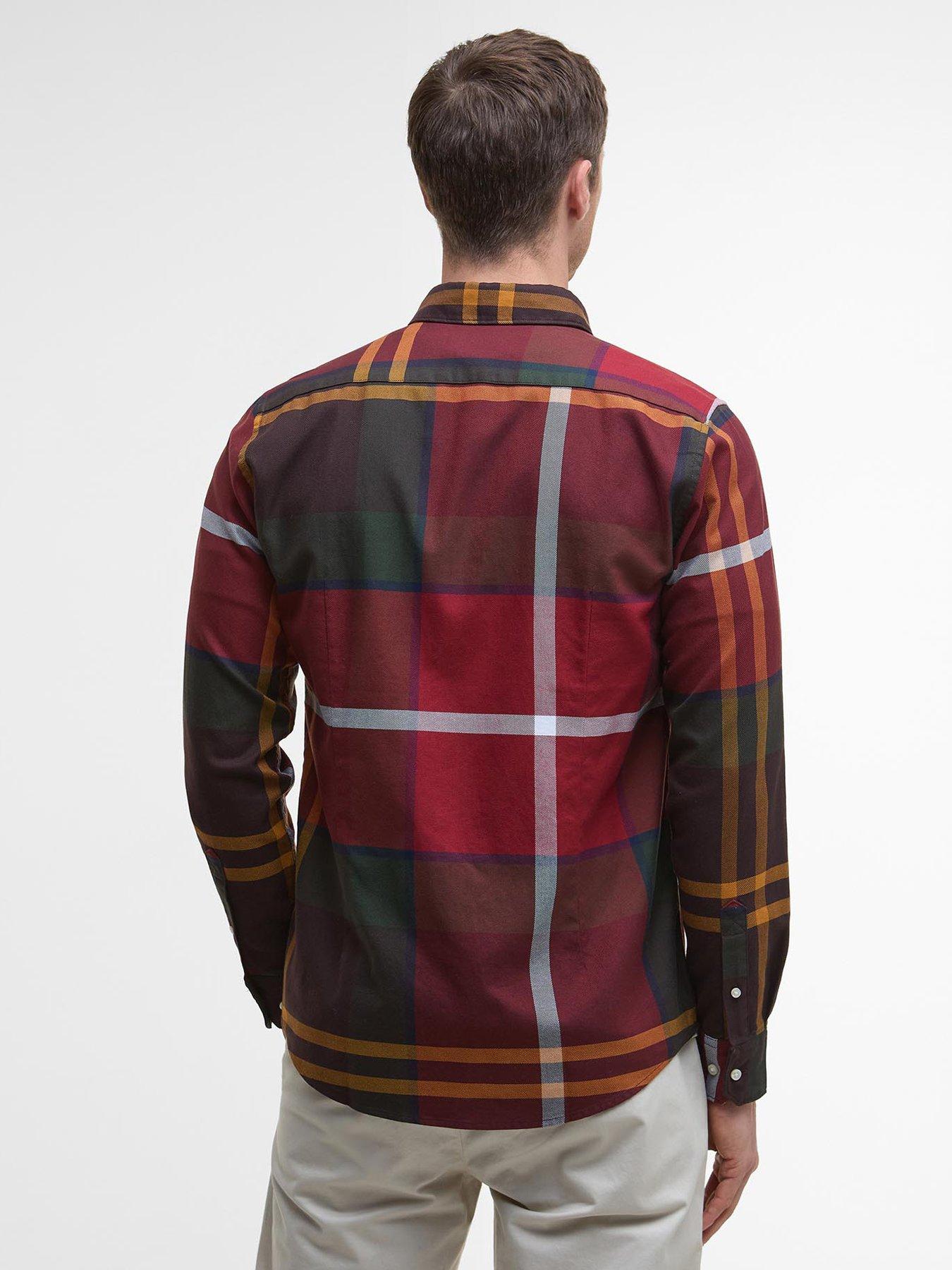 stillFront image of barbour-dunoon-long-sleeve-check-tailored-fit-shirt--red