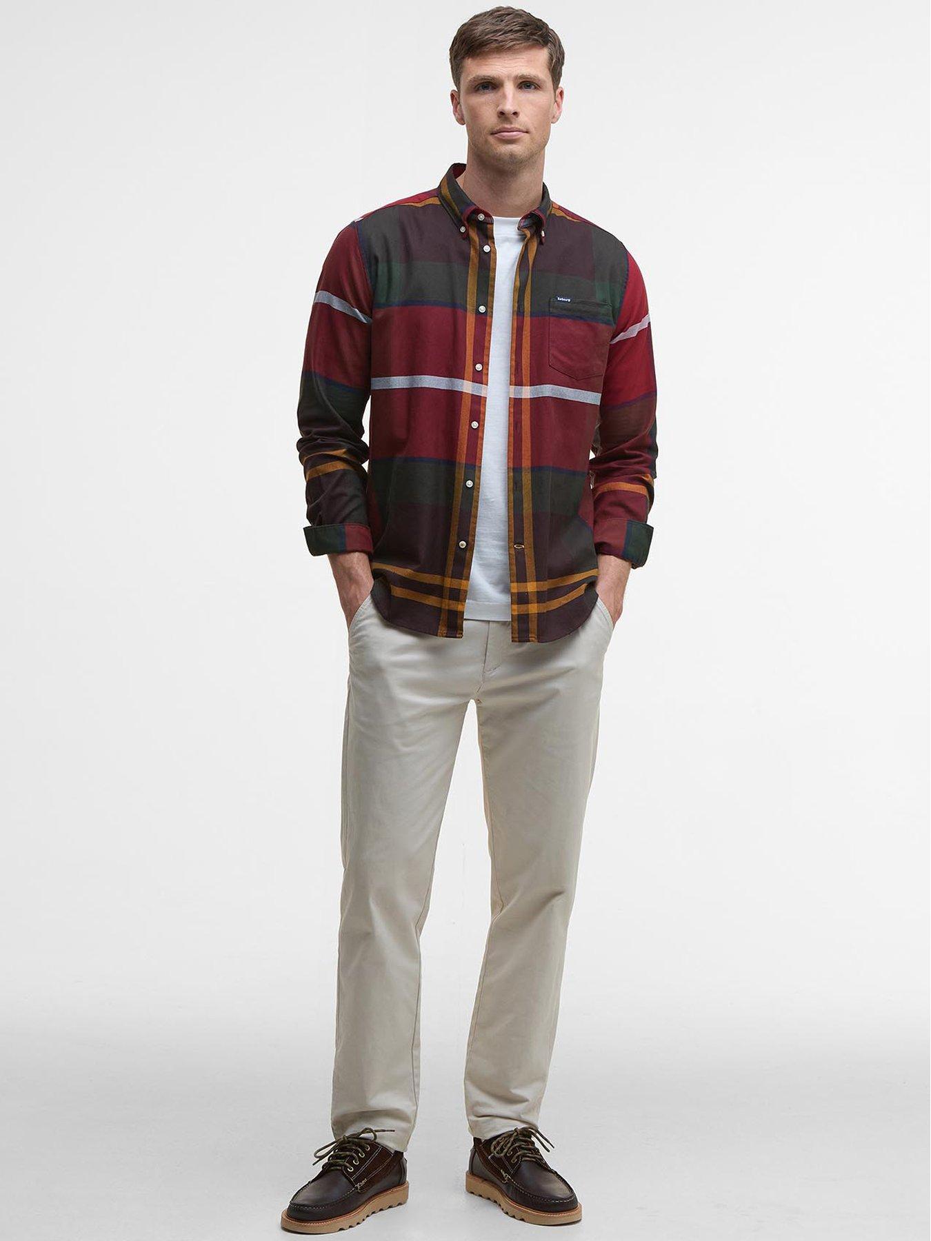  image of barbour-dunoon-long-sleeve-check-tailored-fit-shirt--red